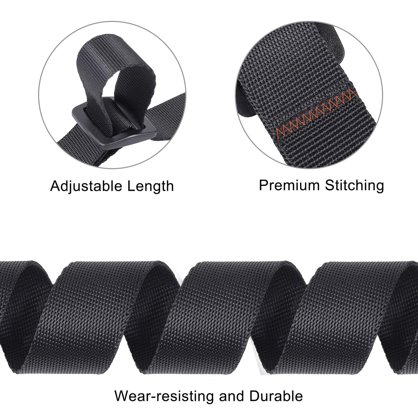 Masterwise Buckle Straps with Clips, Adjustable Nylon Straps with Buckle, Black 4 Pack (4‘x0.75“)