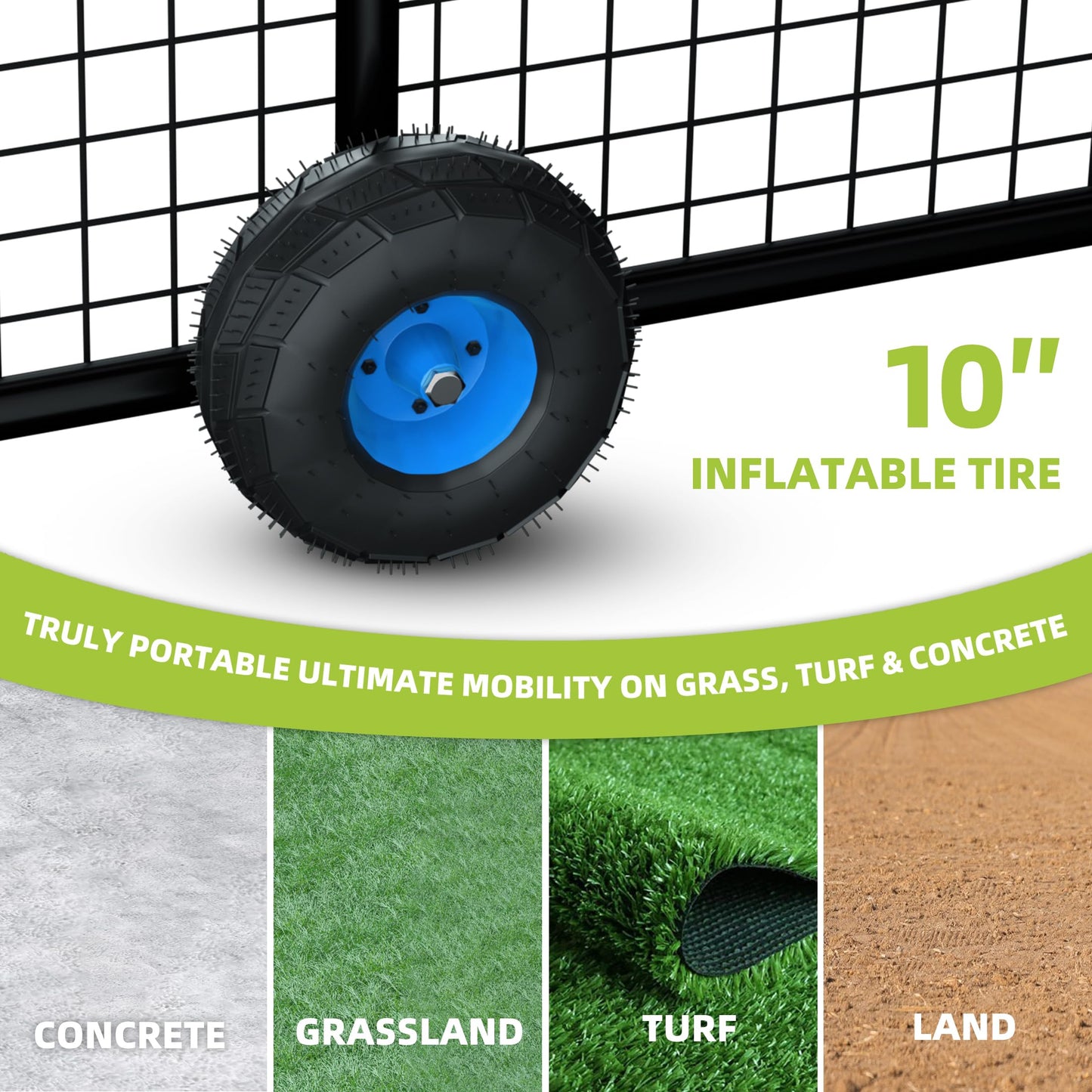 MR Mobile Baseball Batting Cage 24ft, Portable Heavy-Duty Baseball Hitting Cage w/Wheels, Wheel-Based Softball Batting Cage, Fully Enclosed Batting Cage Tunnel Complete Kit w/Frame and Netting