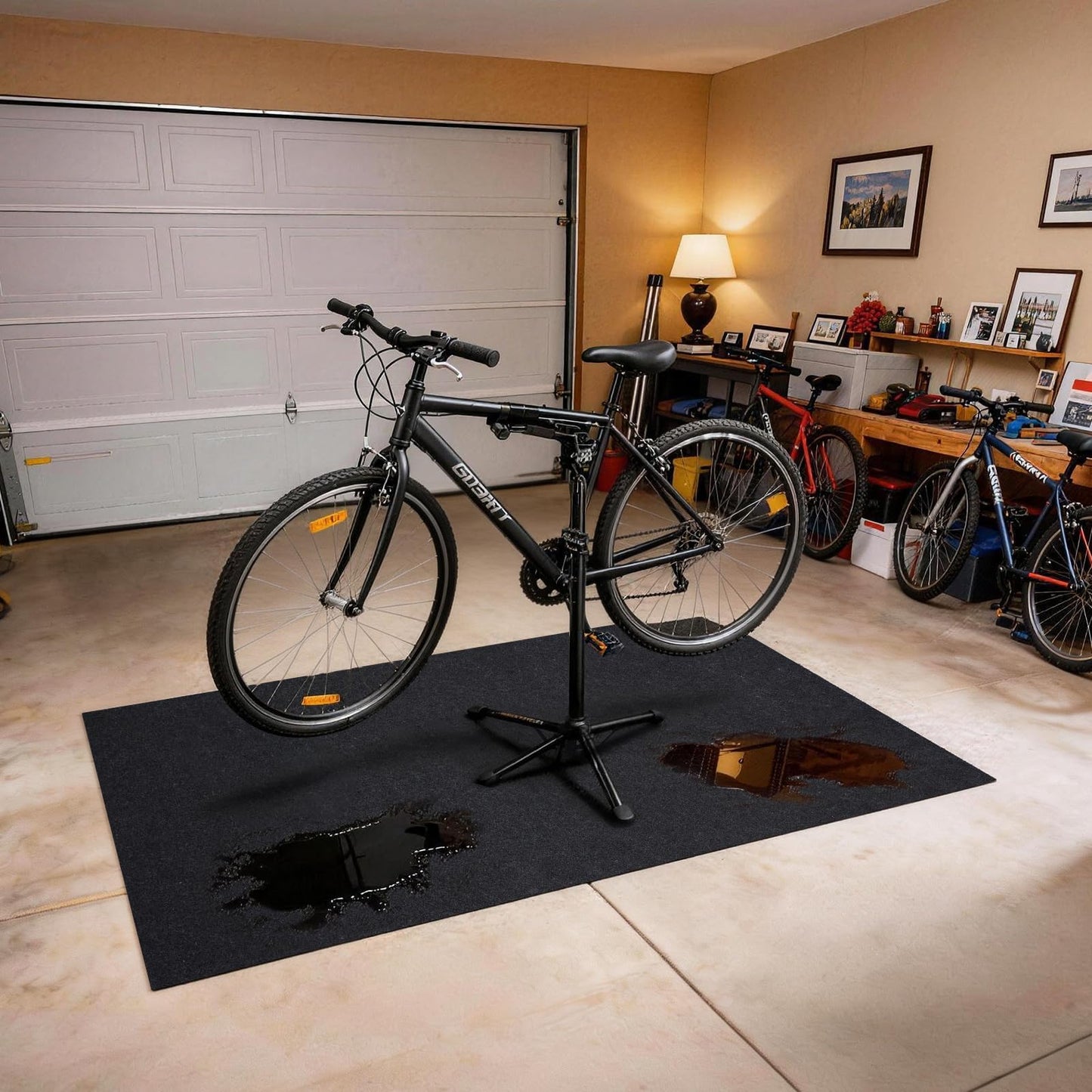 Grefinity Oil Spill Mat, 60" x 72" Oil Mat for Driveway, Under Car Pad for Garage Floor, Protects Against Oil, Chemicals & Stains with TPE Anti-Leak Backing, Reusable & Washable