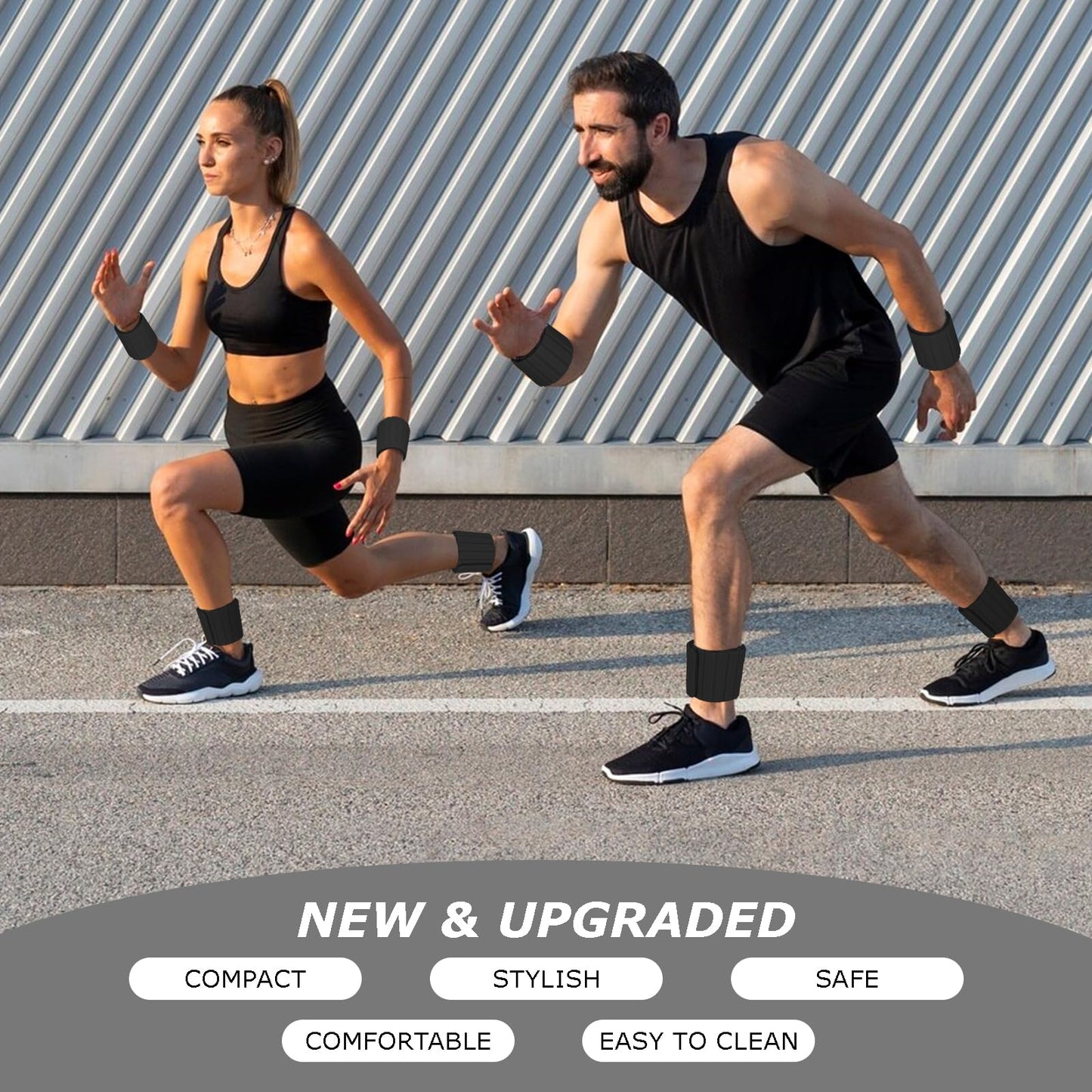 Magnetic Wrist Ankle Weights – Adjustable Ankle and Wrist Weights for Women & Men – 2 Pack (1LB Each) Stackable Magnetic Silicone Arm Bands Non-Slip, Waterproof, Easy Wear – Ideal for Pilates, Yoga, Running & Walking（Black ）