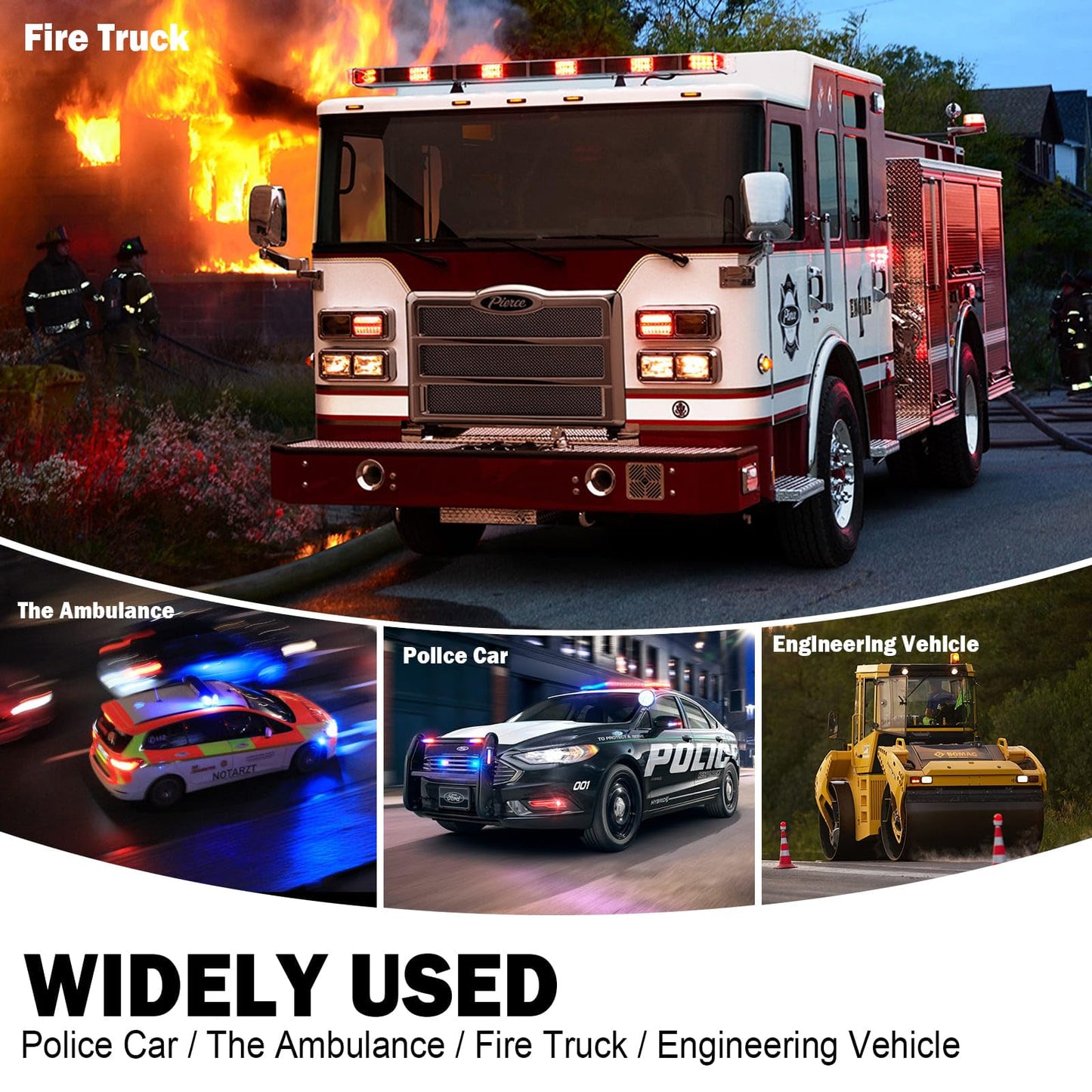 Emergency Vehicle Siren PA System, 400W Multi‑Tone Car PA System with Mic, Extra‑Slim Speaker for Tow Truck Pickup Ambulance SUVs—Police Horn for Vehicles, Car Alarm Siren