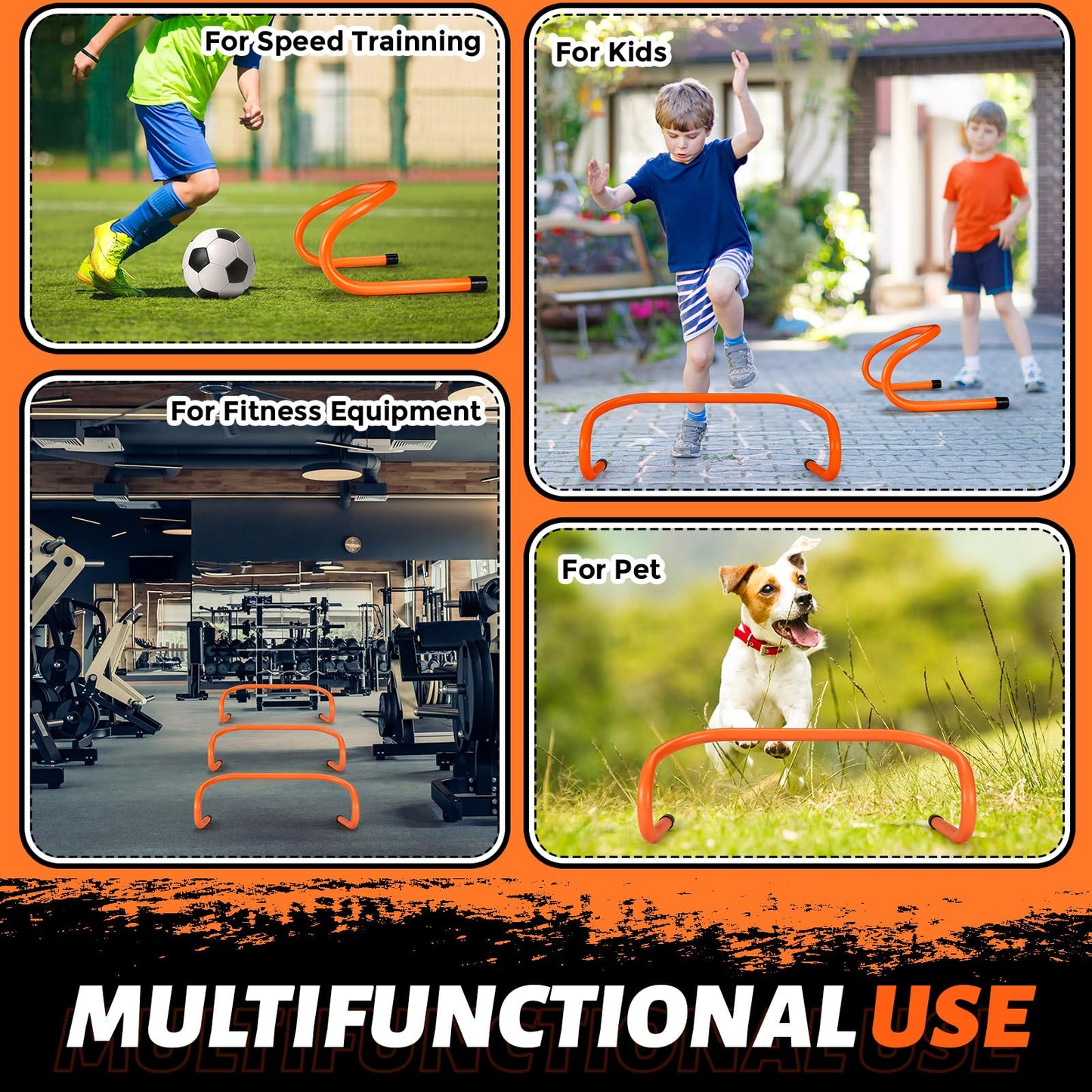 Wettarn 30 Pcs 6" Speed Agility Training Hurdles Plyometric Practice Agility Hurdle for Adults, Athletes, Basketball, Baseball, Soccer, Football Indoor Outdoor Sports Equipment(Orange)