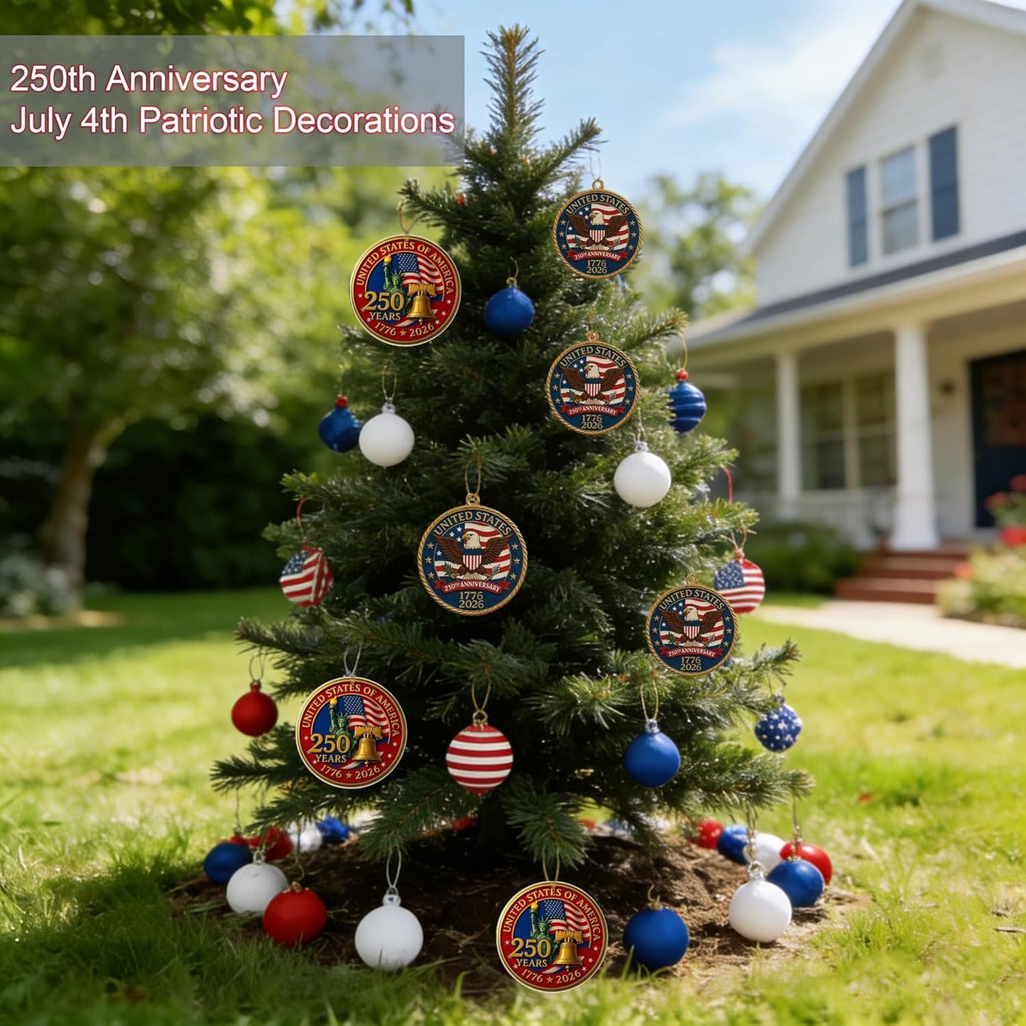 USA 250th Anniversary Ornament - 2D Acrylic Design | Patriotic Holiday Gift for 4th of July
