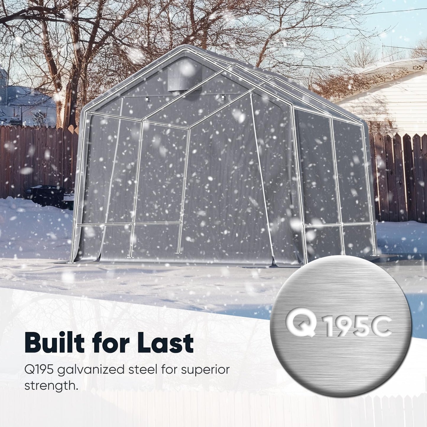 Quictent 10x12FT Large Outdoor Storage Shed Workshop Shelter with Roll-Up Mesh Windows, Heavy Duty Portable Garage for Riding Mower, Garden Equipment Waterproof Tent with Reinforced Frame, Sliver Gray