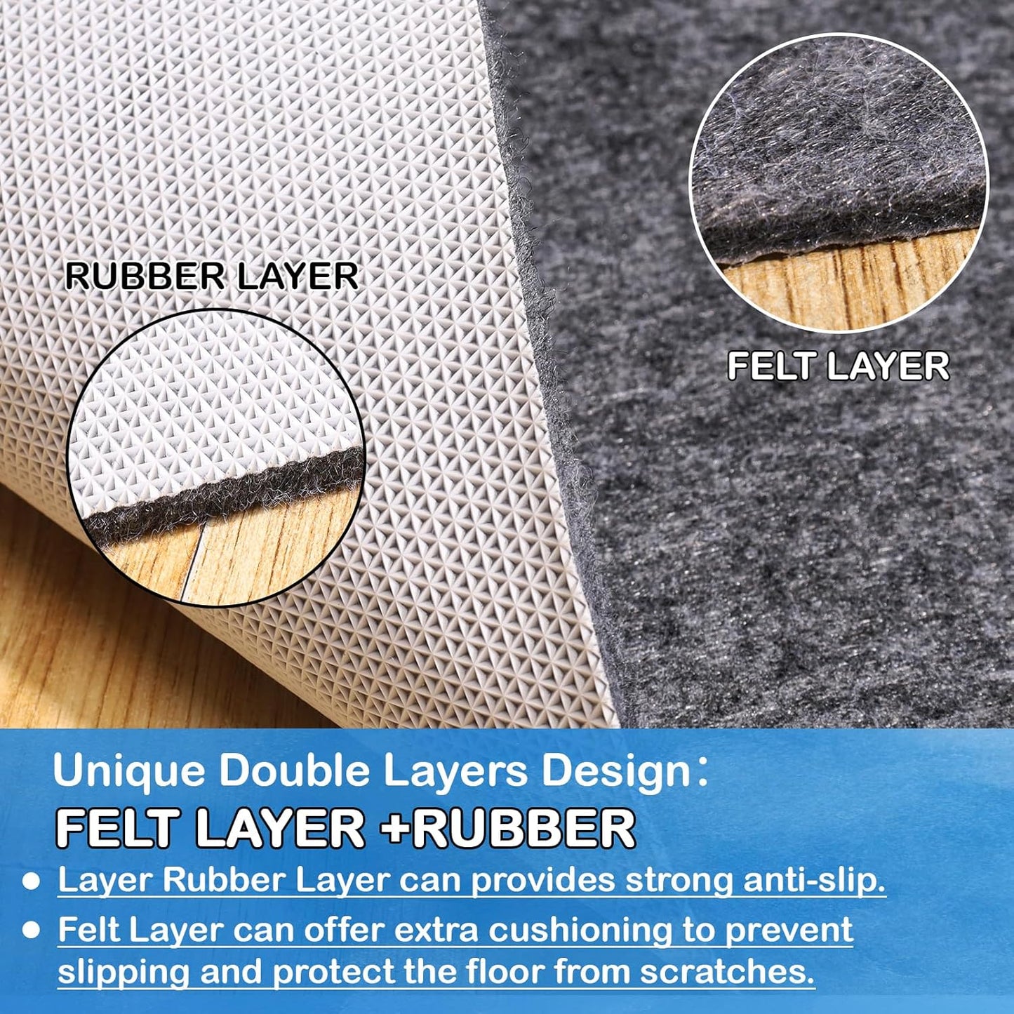 Skiennix Non-Slip Rug Pad - 100% Waterproof & Durable | Extra Large 8 x 10 ft for All Floors