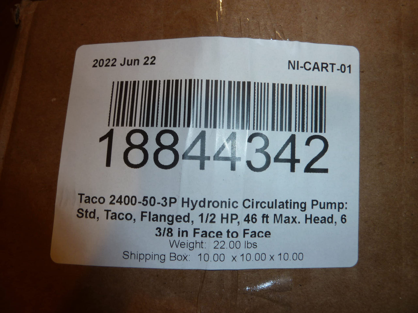 Taco 2400-50/2-3P Circulator Pump - Cast Iron - 1/2 HP