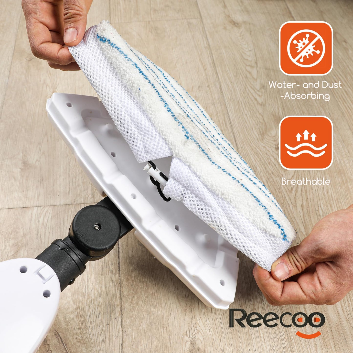 REECOO Steam Mop with Attachments,20s Rapid Heating,Lightweight Floor Steamer for Kitchen, Living Room Wood Floor Tile Carpet Cleaning