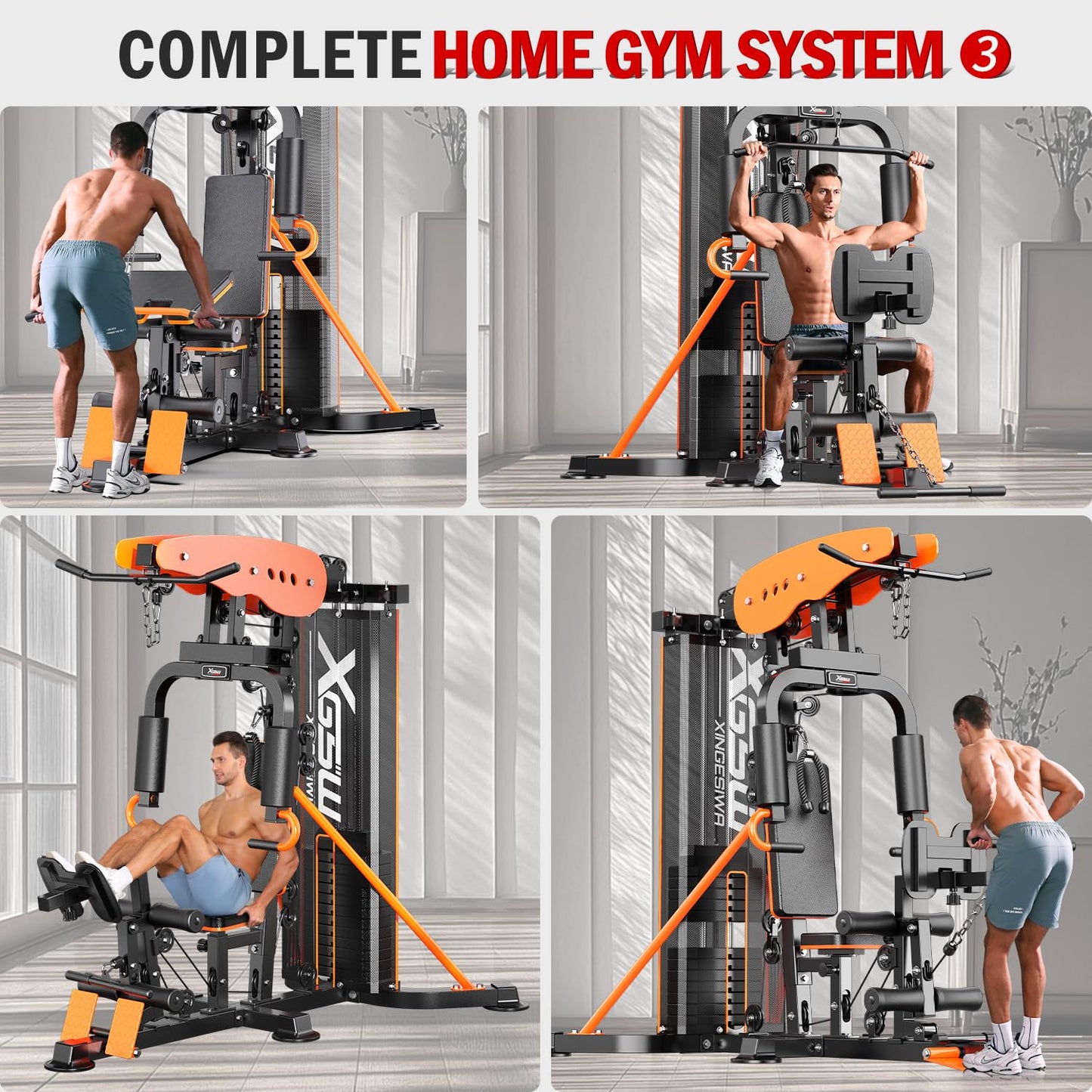 XGSW Multi-Function Home Gym Workout Station, Featuring a Pulley System, arm Trainer, and Leg Trainer for Full-Body Workouts. (L03-1 Single-Person Training Station)