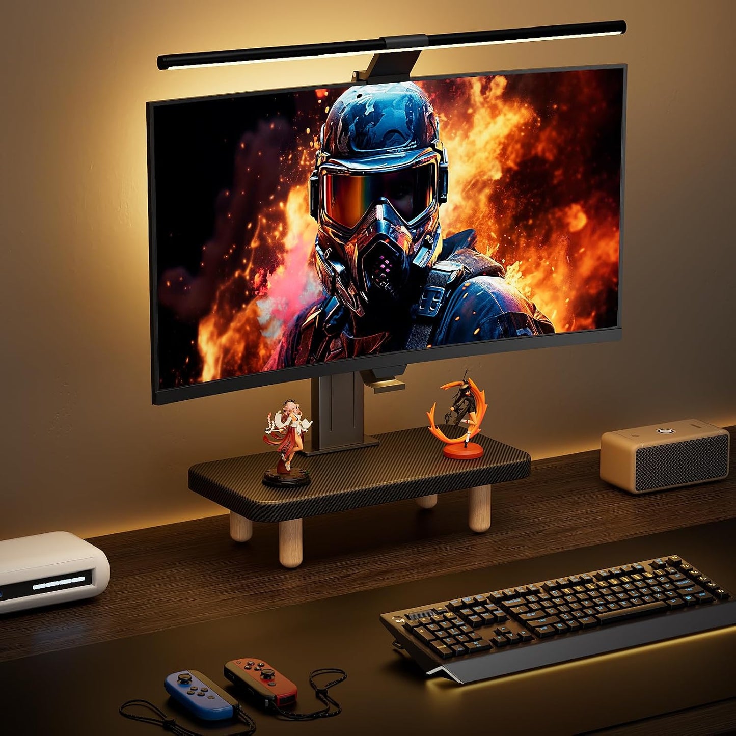 16Inch Single Monitor Stand Riser, Wood Desk Organizer with Monitor Stand & Storage Computer Monitor and Laptop Riser