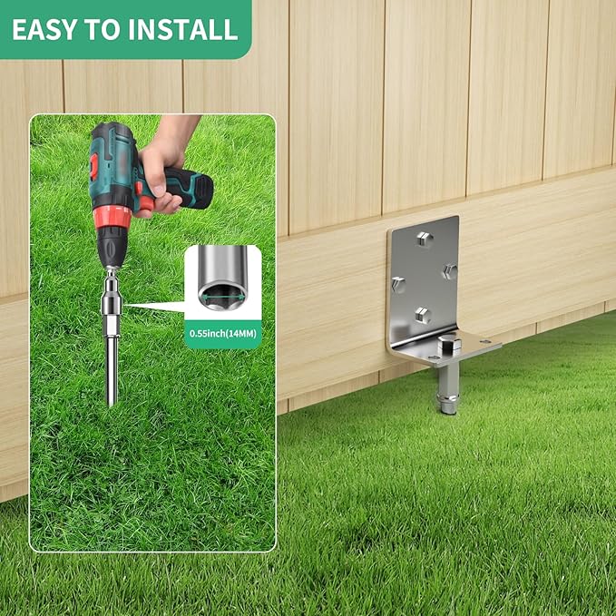Phopich Multi-Purpose Ground Anchors Screw in, Fully Welded Heavy Duty Trampoline Stakes with Brackets, T-Wrench and Adapter for Drill, Earth Anchor kit for Mobile Home, Trampoline, Shed