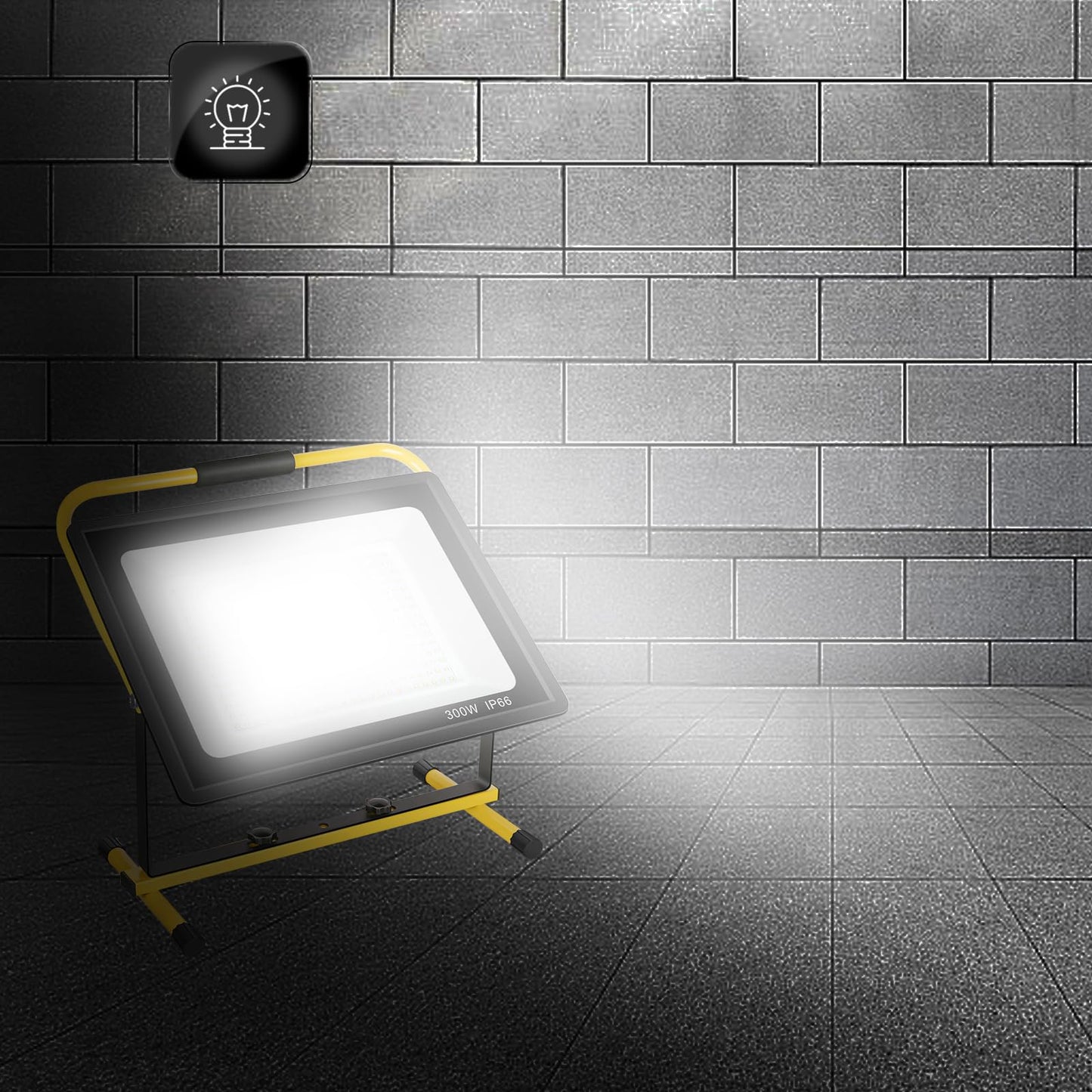 Gopretty 300W LED Work Light, 30000LM Super Bright Flood Light, IP66 Waterproof, 16ft/5m Cord with Plug & Switch, 6500K, Adjustable for Workshop, Garage, Construction Site