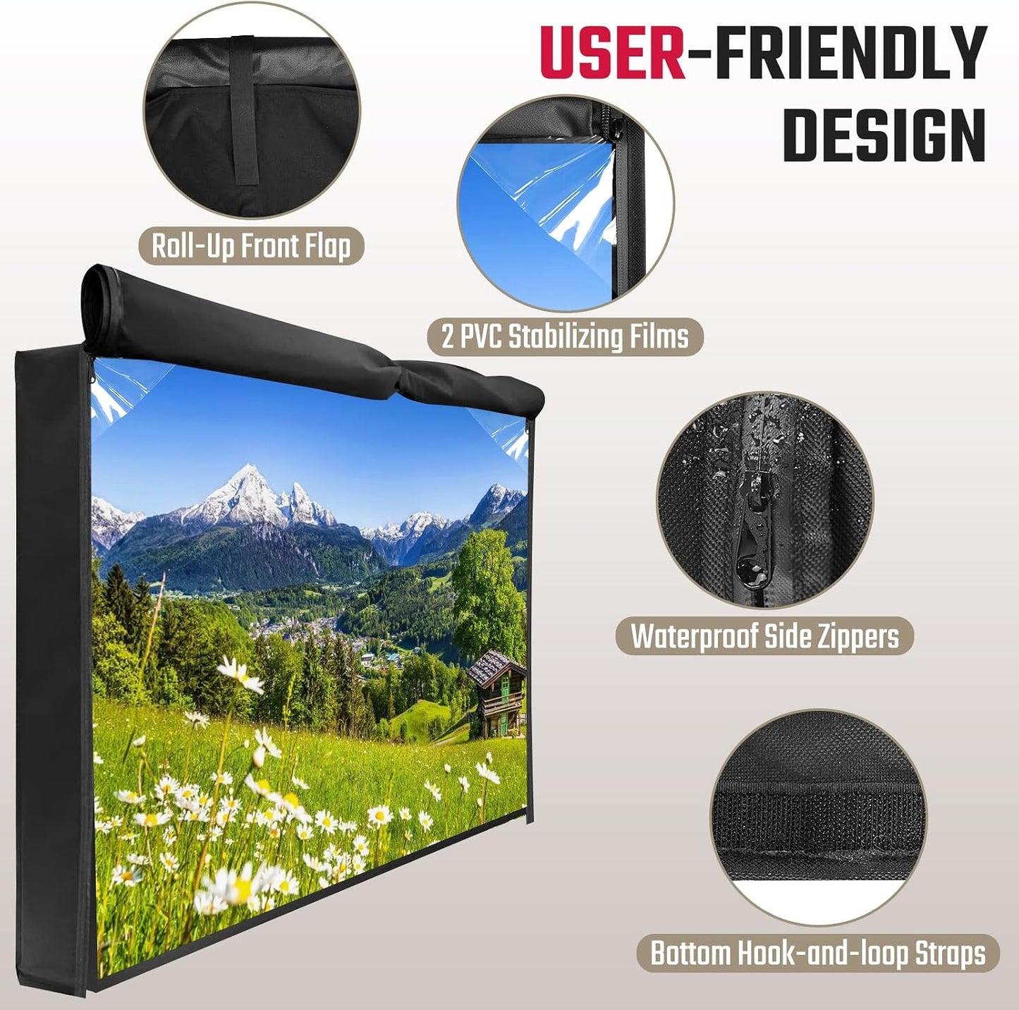 43" 600D Mobile Outdoor TV Stand Cover, Television Covers with Side Zipper for Rolling TV Stand, Weatherproof TV Screen