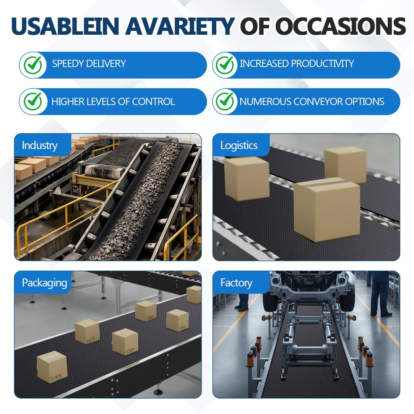 Lounsweer 12 Inch Wide 25 Foot Length Black Conveyor Belt Material PVC 120 Cover One Side Conveyor Belt Extra Long Fiber Fabric Bottom Layer Industrial Drive Polyester Repair Conveying Belts
