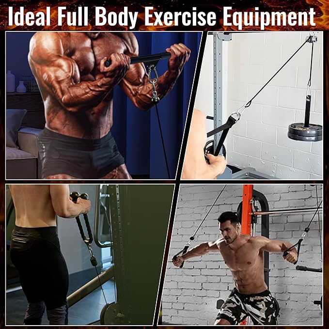 ASIEIT Weight Cable Pulley System for Home Gym, Durable Cable Pulley Attachments for Garage Gym, Upgraded Cable Machine for Fitness Enthusiast, Cable Pulley System Gym for Basement Gym Squat Rack