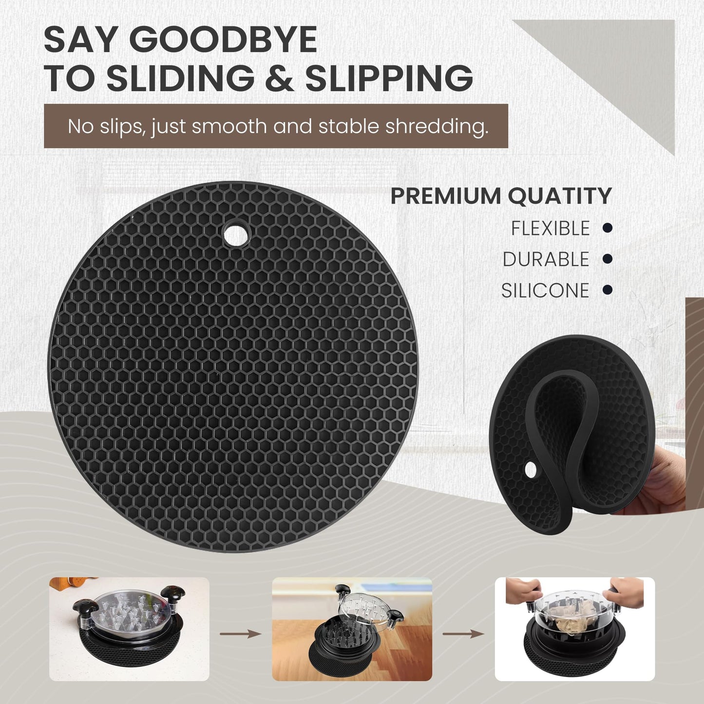 Prepmate Chicken Shredder, Heavy Duty Highly Durable Chicken Shredder Tool Twist, Meat Shredder Machine, BPA Free, Strong Anti-Slip Mat & Tongs, Dishwasher Safe, Suitable for Pork Beef Chicken