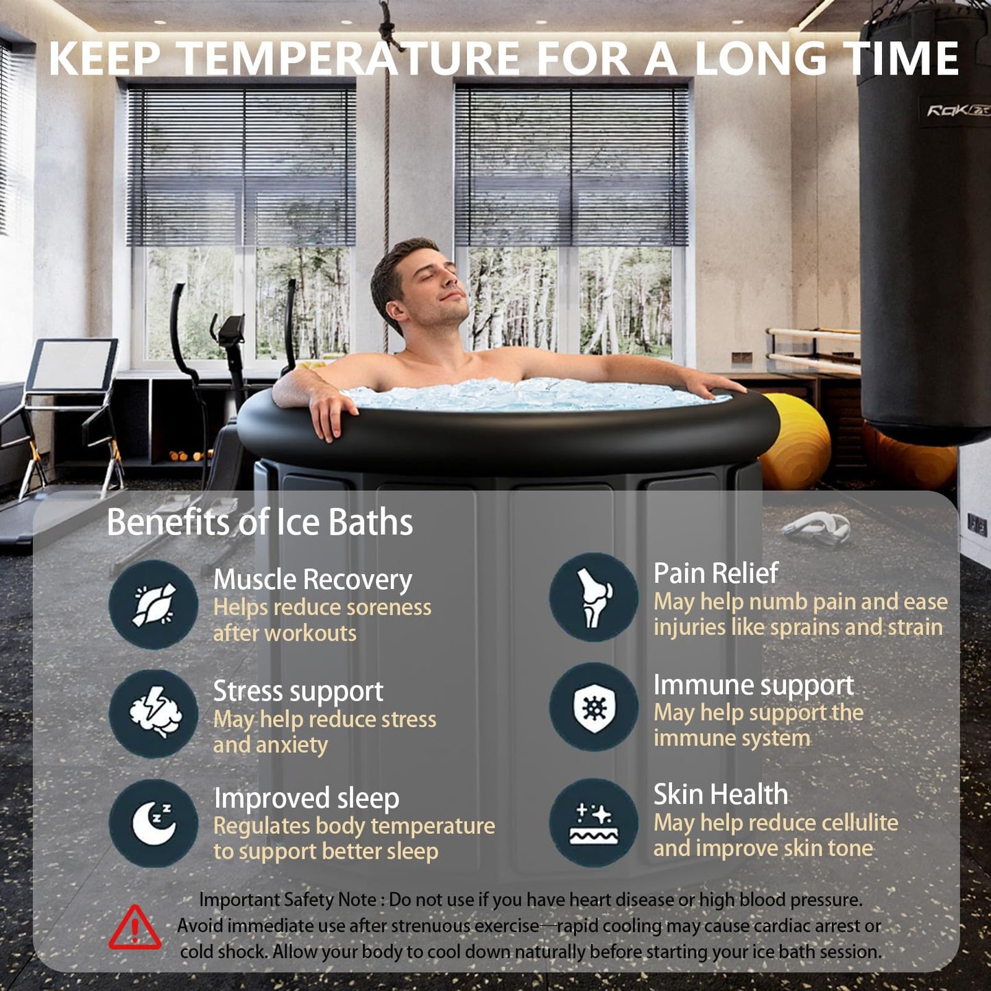 Ice Bath Tub for Athletes - Extra Large Cold Plunge Tub for Muscle Recovery & Cold Water Therapy, Portable Multi-Layer Ice Bath for Home, Gym, Backyard, Spa, Indoor & Outdoor Use (Black, 30X31.5 IN)