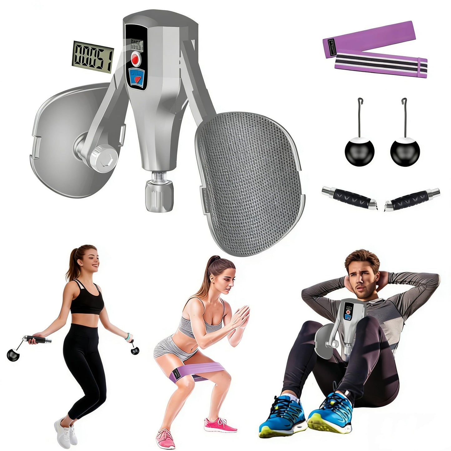 FJFQXY Kegel Trainer, Multi-Function 132 lbs Resistance Pelvic Floor Exercise Devices with Thigh Straps, Handles, Resistance Bands and Jump Rope, Kegel Trainer Hip Leg Toner Inner Kegel Exerciser