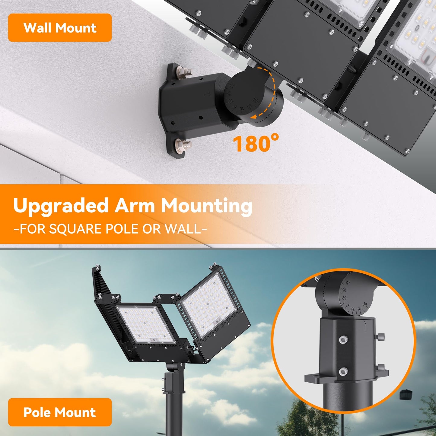 SOLLA 2025 New Upgraded 600W Dusk to Dawn LED Parking Lot Light 90000lm 5000K, ETL, AC85-277V, IP67 Waterproof Adjustable 3-Head Street Lights Outdoor, Pole & Wall-Mounted Flood Lights for Stadium