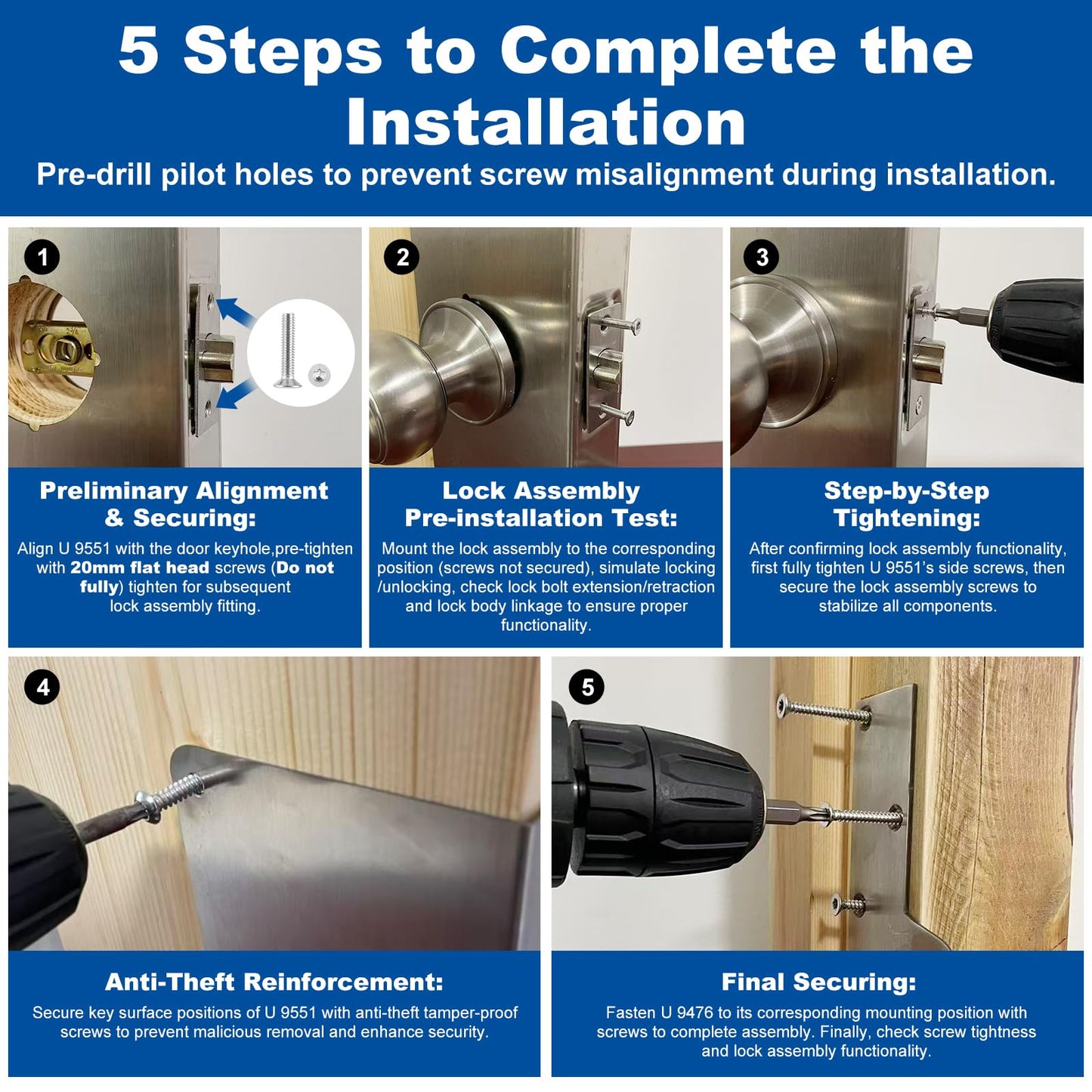 U 9551 Stainless Steel Lock and Door Reinforcement Plate fits 1-3/4"Thick Doors and Includes the U 9476 Security Latch Strike (1-1/4 "x 7-7/8").