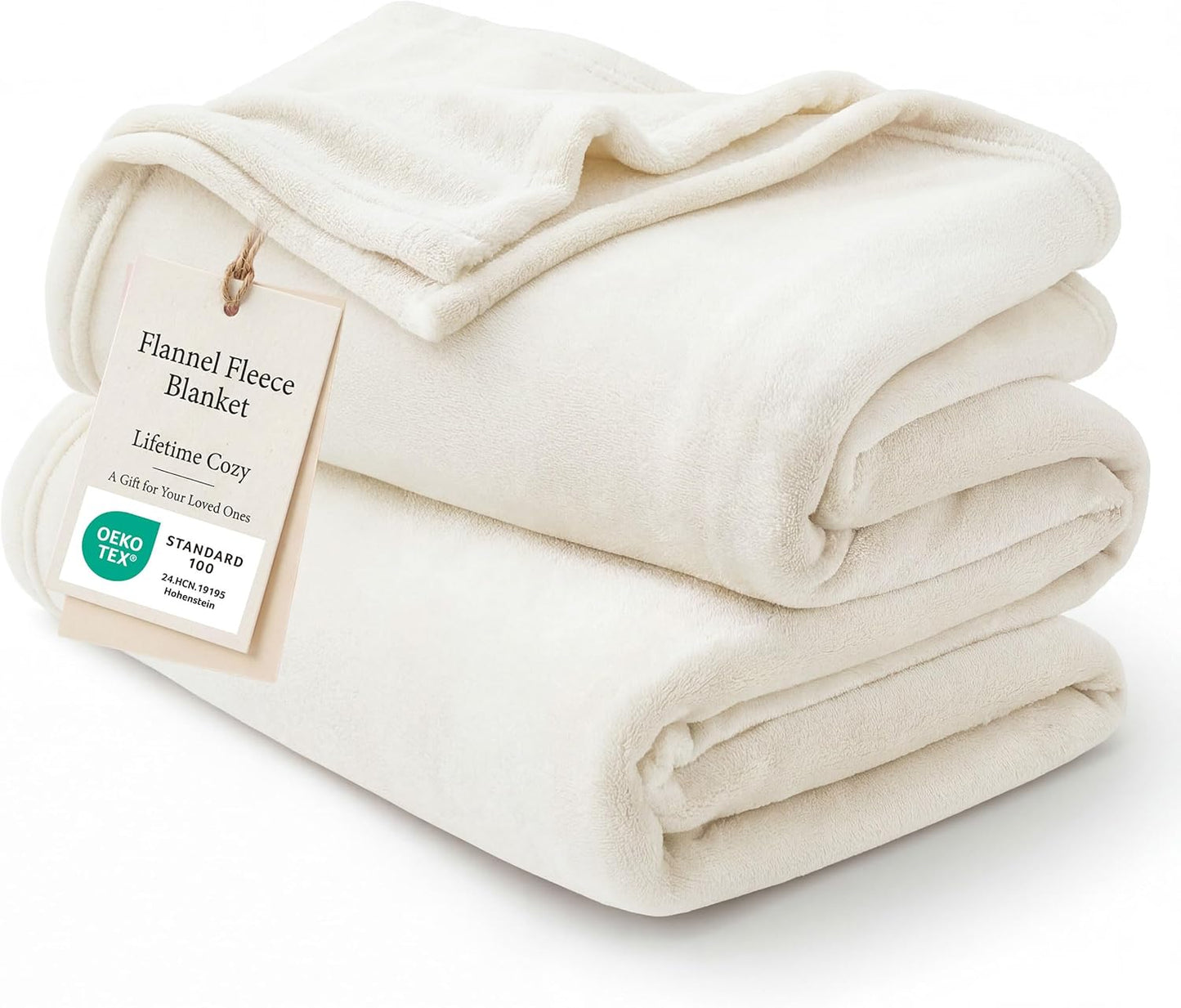 Bedsure GentleSoft Fleece Blanket - Soft, Lightweight Plush Queen Size Cream Blanket, 90x90 Inches