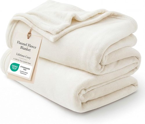 Bedsure GentleSoft Fleece Blanket - Cozy Lightweight Plush California King, Cream, 102x96 Inches