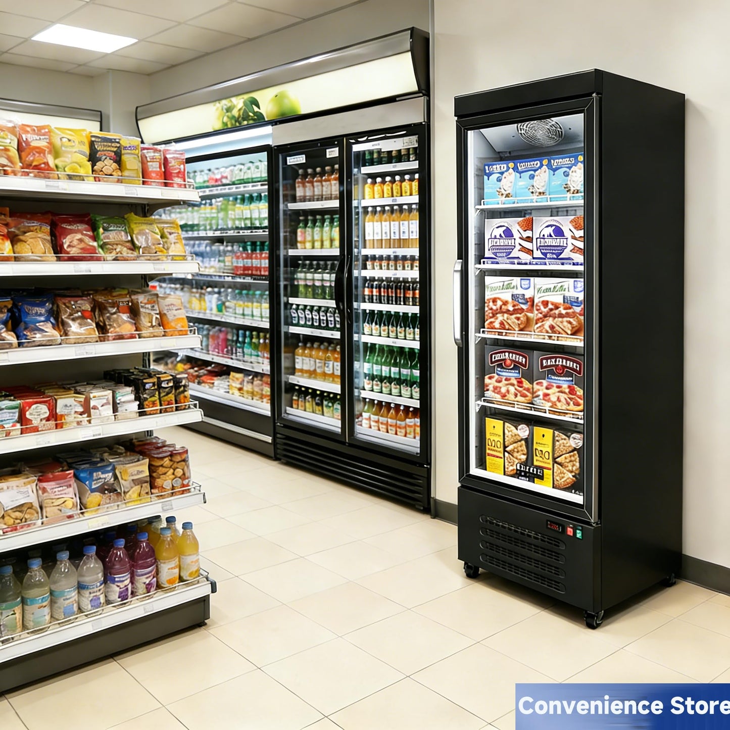 BODEGACOOLER Commercial Freezer Upright, 1 Door Standing Display Freezer With Glass Door, 18 Cu.Ft Large Capacity, -15℉-5℉ Temperature Range, Auto Defrost, For Ice Cream, Frozen Foods