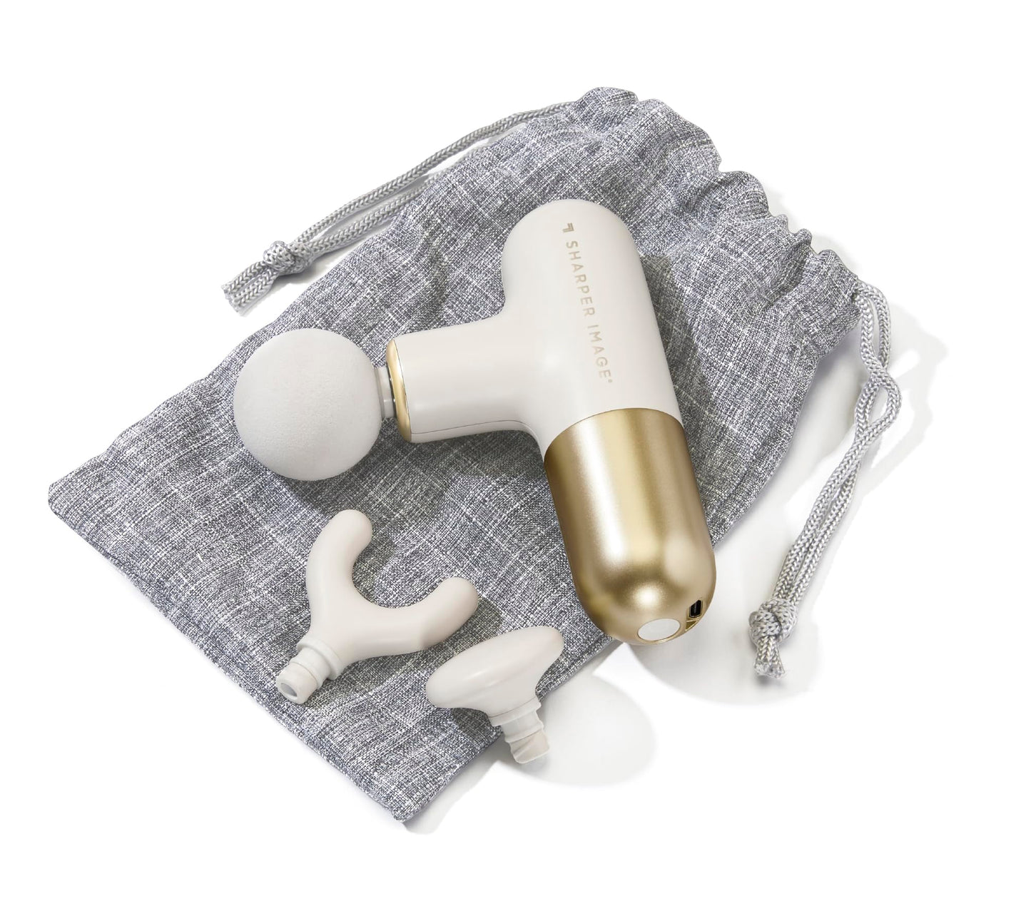 Sharper Image PowerBoost Mini Massage Gun - Portable Deep Tissue Percussion Massager | Muscle Recovery & Pain Relief | Quiet Cordless Handheld Massage Tool | Powerful & Compact| 4 Speeds| Travel Pouch
