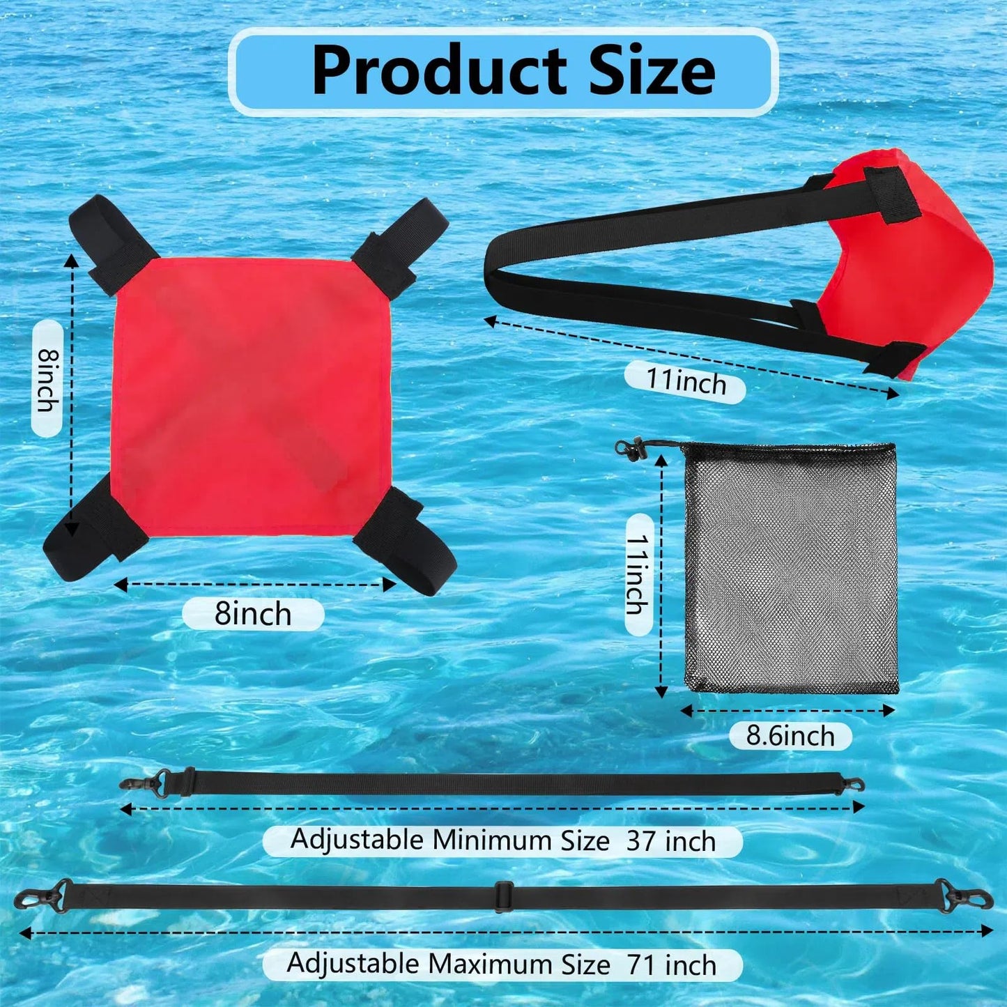 Adjustable Swim Parachute Belt - Resistance Training Stationary Swimming Belts Set for Swimmers Build Speed & Endurance for Pool, Ocean Water