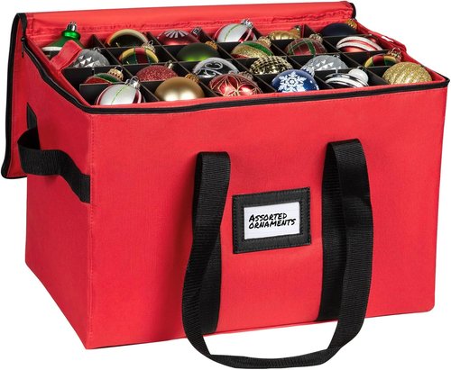 Christmas Ornament Storage Container by [Brand Name] - Large Organizer Bin with Adjustable Dividers for Up to 96 Ornaments