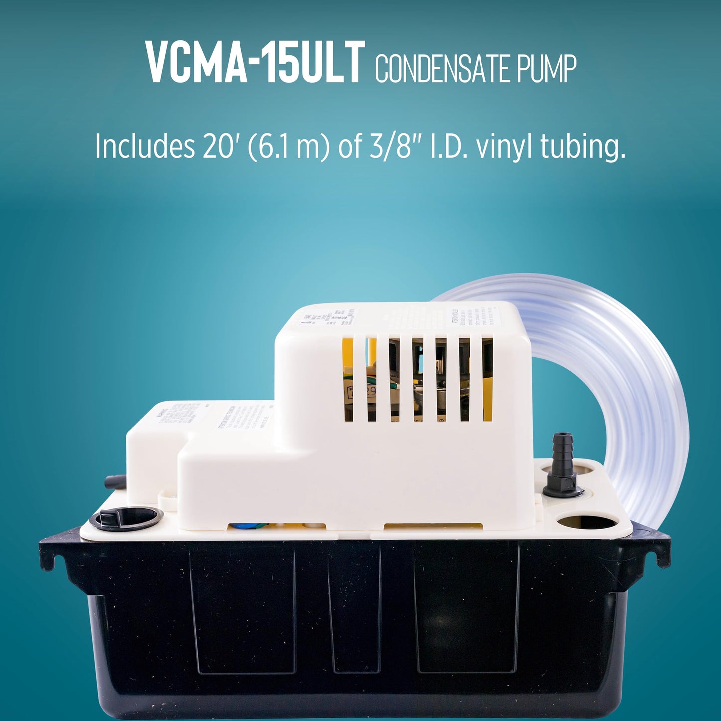 Little Giant VCMA-15ULT 115 Volt, 65 GPH, 1/50 HP Automatic Condensate Removal Pump with Tubing (no safety switch), Black/White, 554411