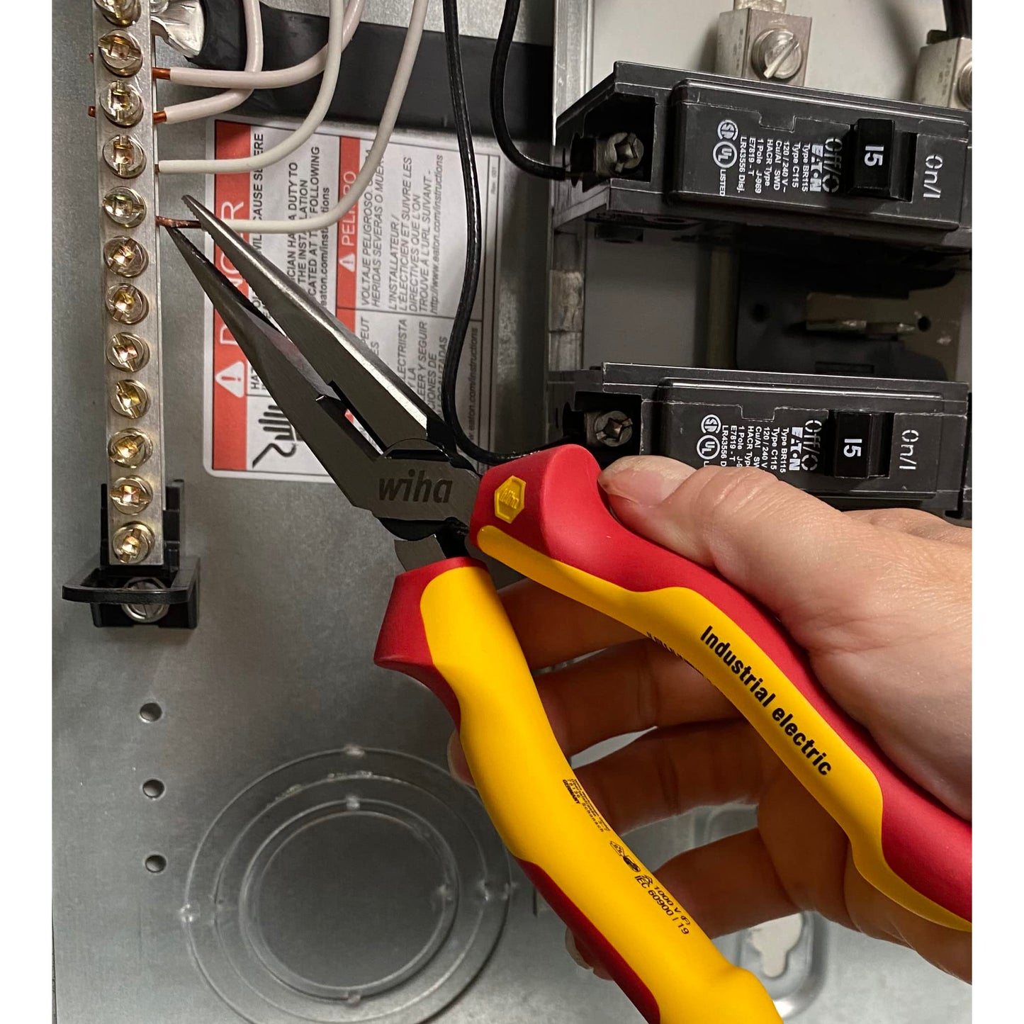 Wiha 32968 3 Piece Insulated Industrial Grip Pliers and Cutters Set, Red