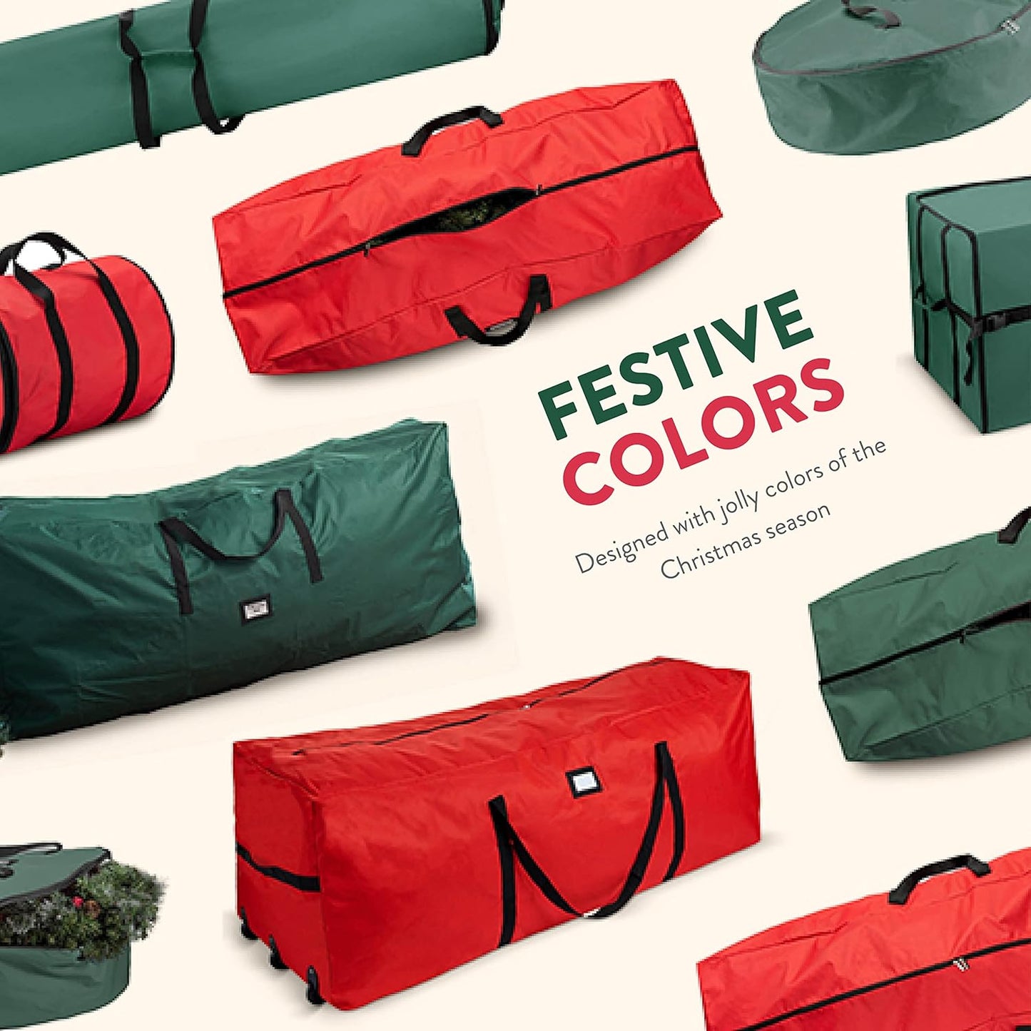 ZOBER Christmas Tree Storage Bag | 600D Oxford Fabric - Fits 9 Ft Trees | Waterproof & Tear-Proof - Gray