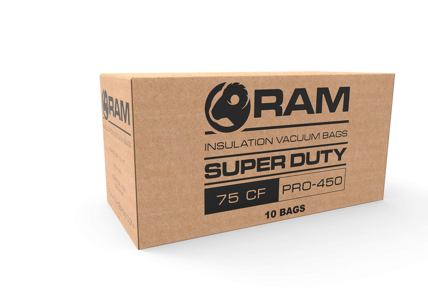 RAM (10) Insulation Removal Vacuum Bag - Super Heavy Duty Tear-Proof 6 FT X 4 FT - Easy-Fill SPOUT & Lowest DUST Filter - Contractors #1 Choice - EST 450 LBS / 75 CF PRO-450 (3.5 oz Strength)