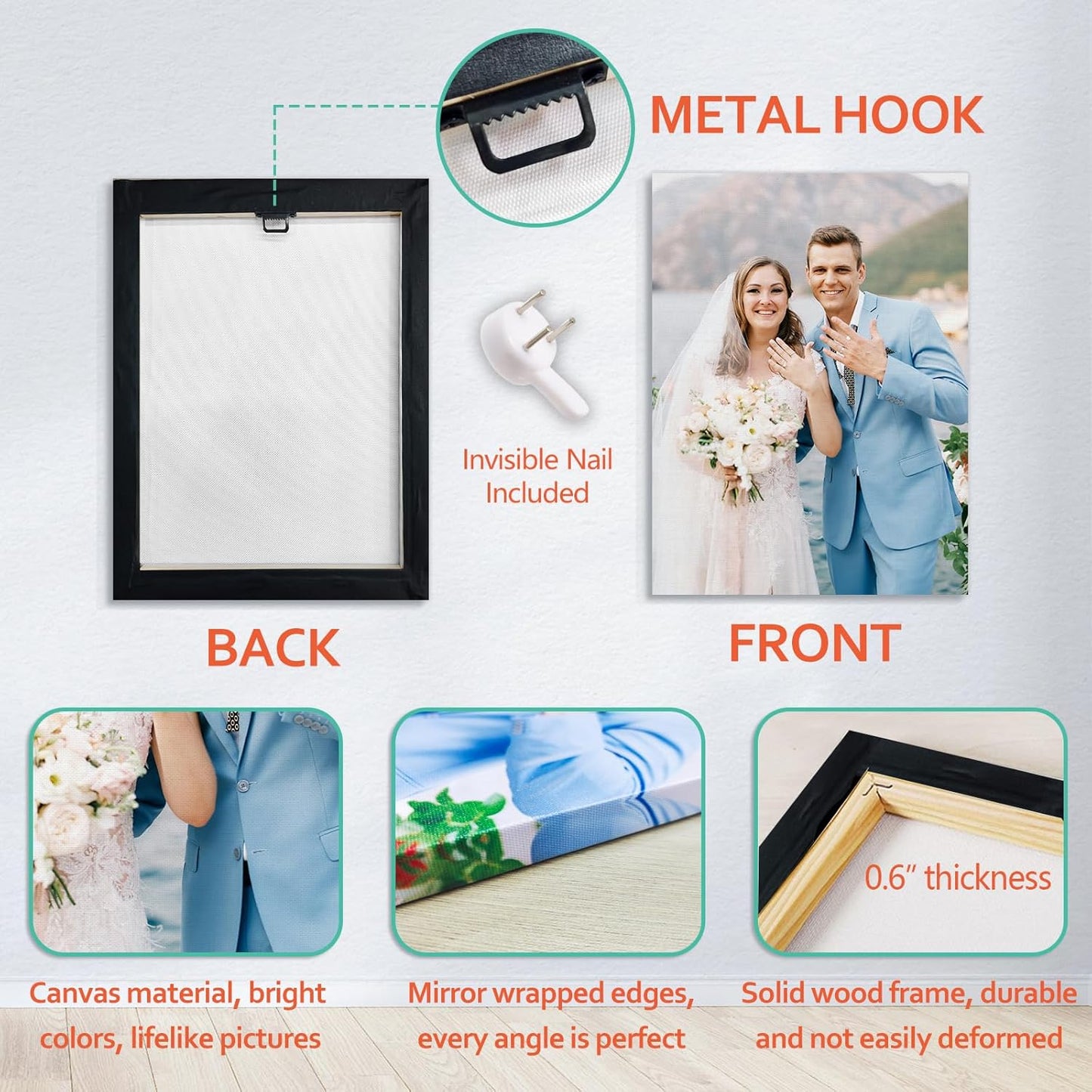 Xrlsg Custom Canvas Prints - Personalized Wood Framed Wall Art for Home Decor | 8" W x 10" H - Portrait