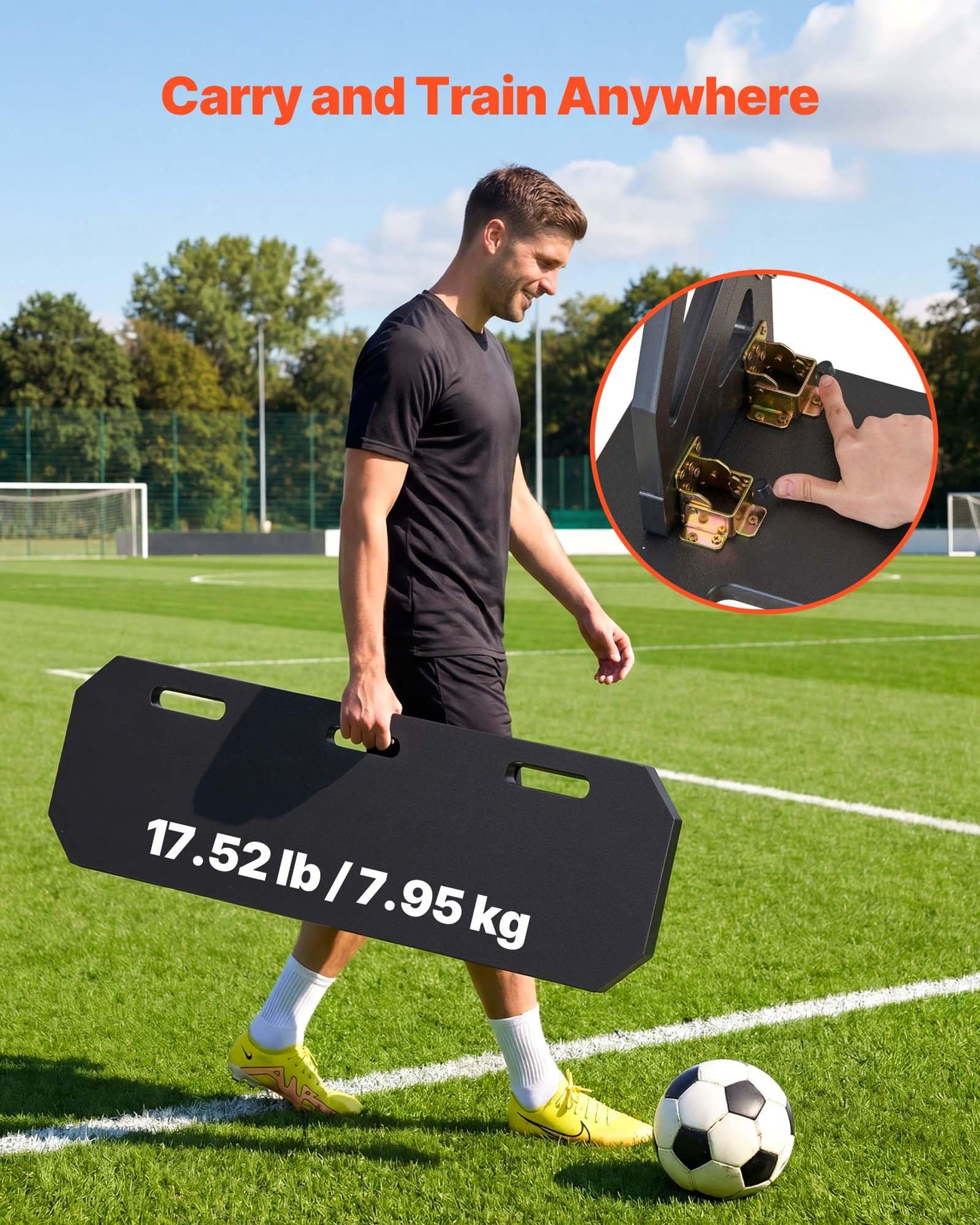VEVOR Upgrade 3-Angles Soccer Rebounder Board, 40 x 12 in Portable Soccer Rebound Wall, HDPE Sports Kick Back Trainer, Soccer Training Equipment for Passing & Reaction Skills