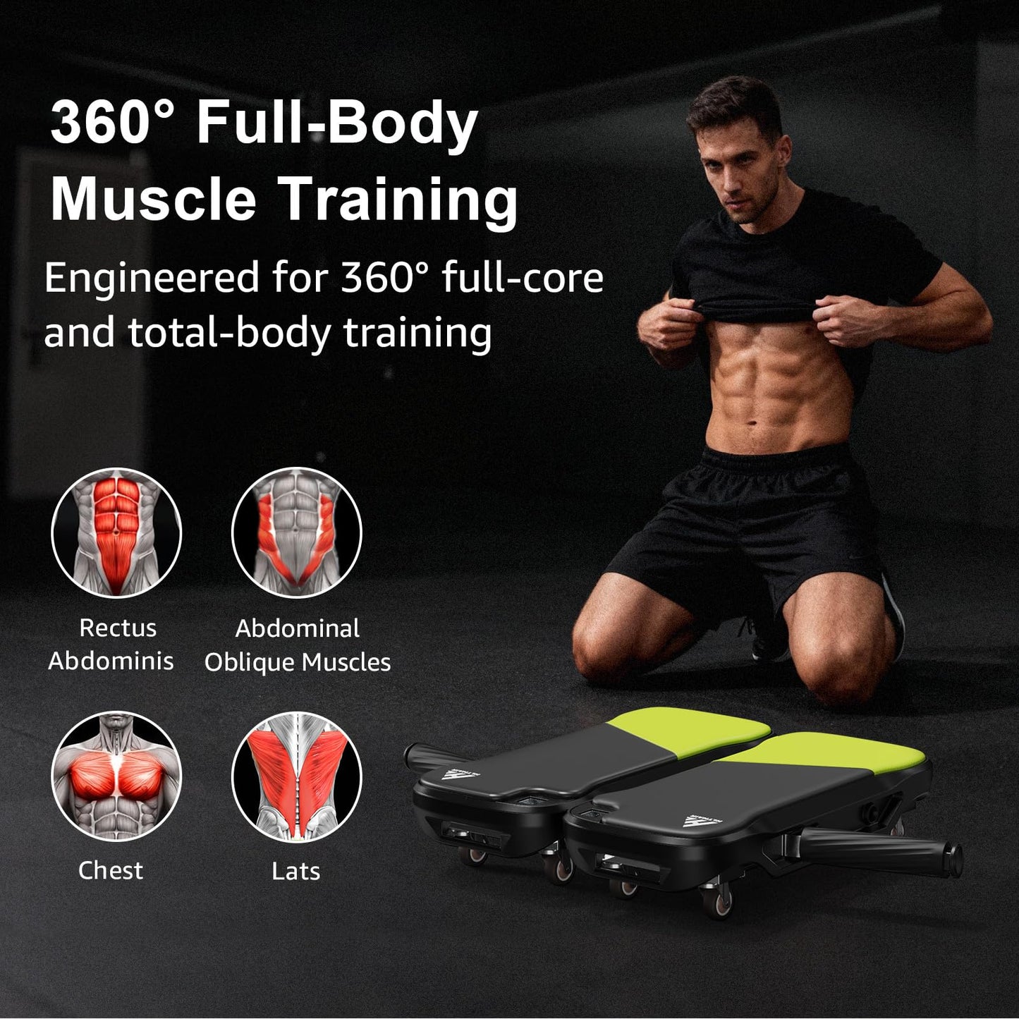 Upgrade Ab Roller Wheel Detachable Abdominal Wheel With 360° for Core Workout, Multi-Directional Abs Roller Board For Full body exercise Home Gym of All Fitness Levels, Ab Trainer with 8 Wheels
