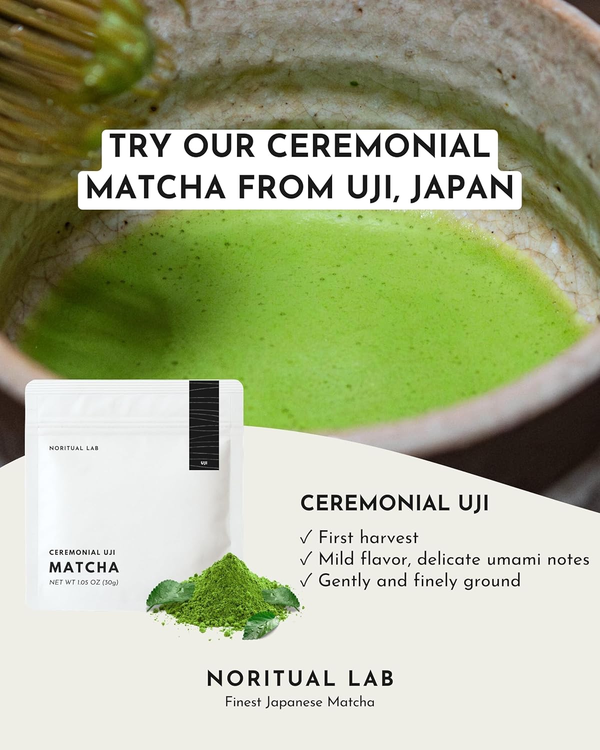 Uji Ceremonial Matcha - First Harvest Authentic Japanese Green Tea Powder - 1.05 oz