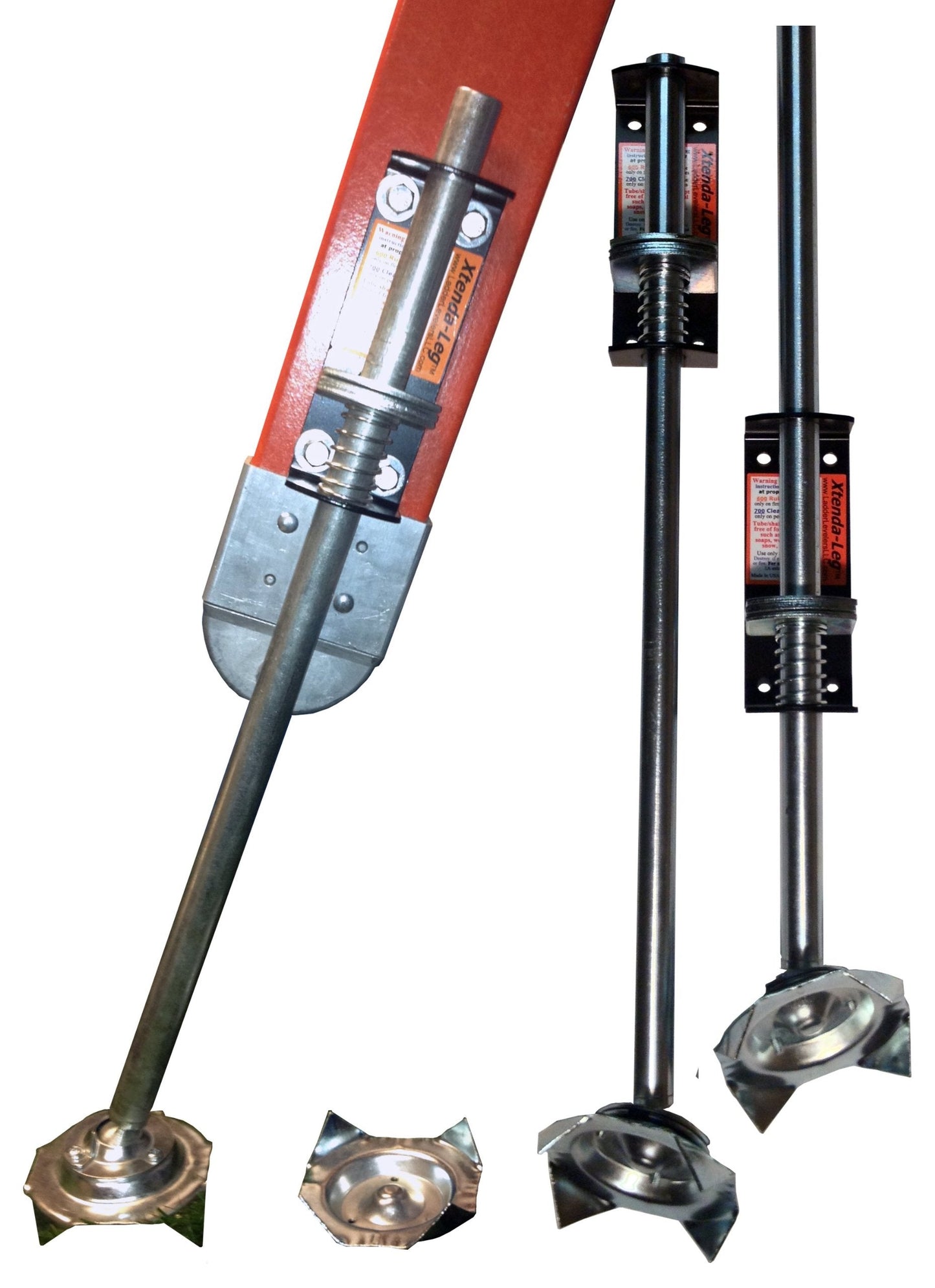 Xtenda-Leg Steel Extension Ladder Leveler with Secure Adjustable Rotating Cleated Feet for Unstable, Slippery, and Uneven Surfaces Meets OSHA Safety Standards ANSI 14.8