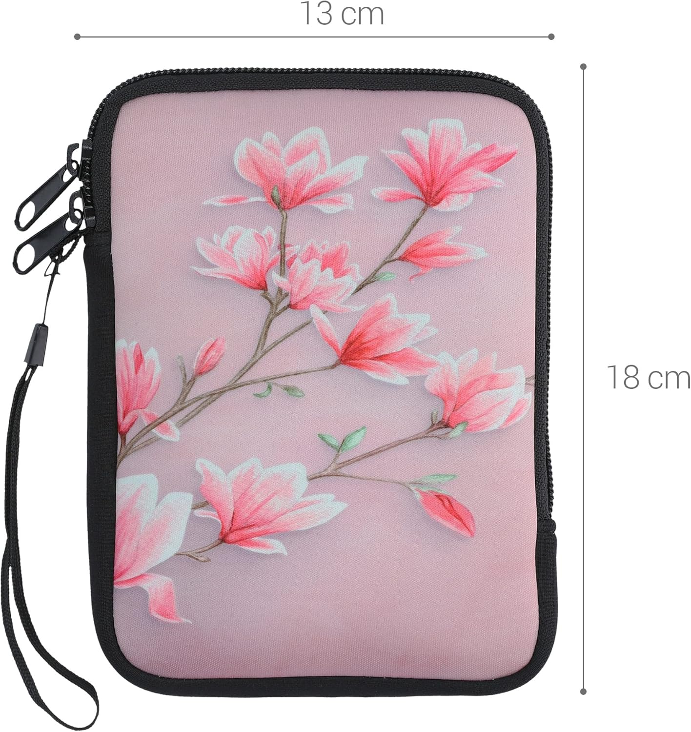 kwmobile 6" Neoprene e-Reader Pouch Size eReader - Universal eBook Sleeve Case with Zipper, Wrist Strap