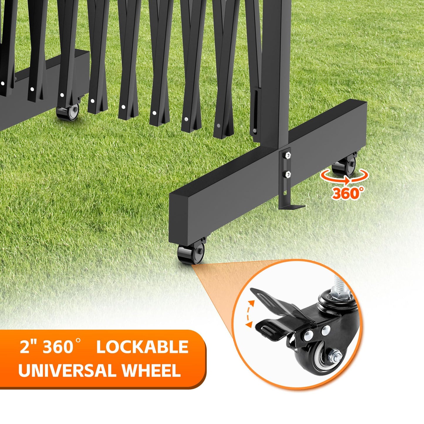 16 FT Industrial Metal Expandable Barricade，Retractable Traffic Fence with Casters, Folding Security Gate，Portable Barricade Gate for Construction Area, Traffic Control, Cordon(Black