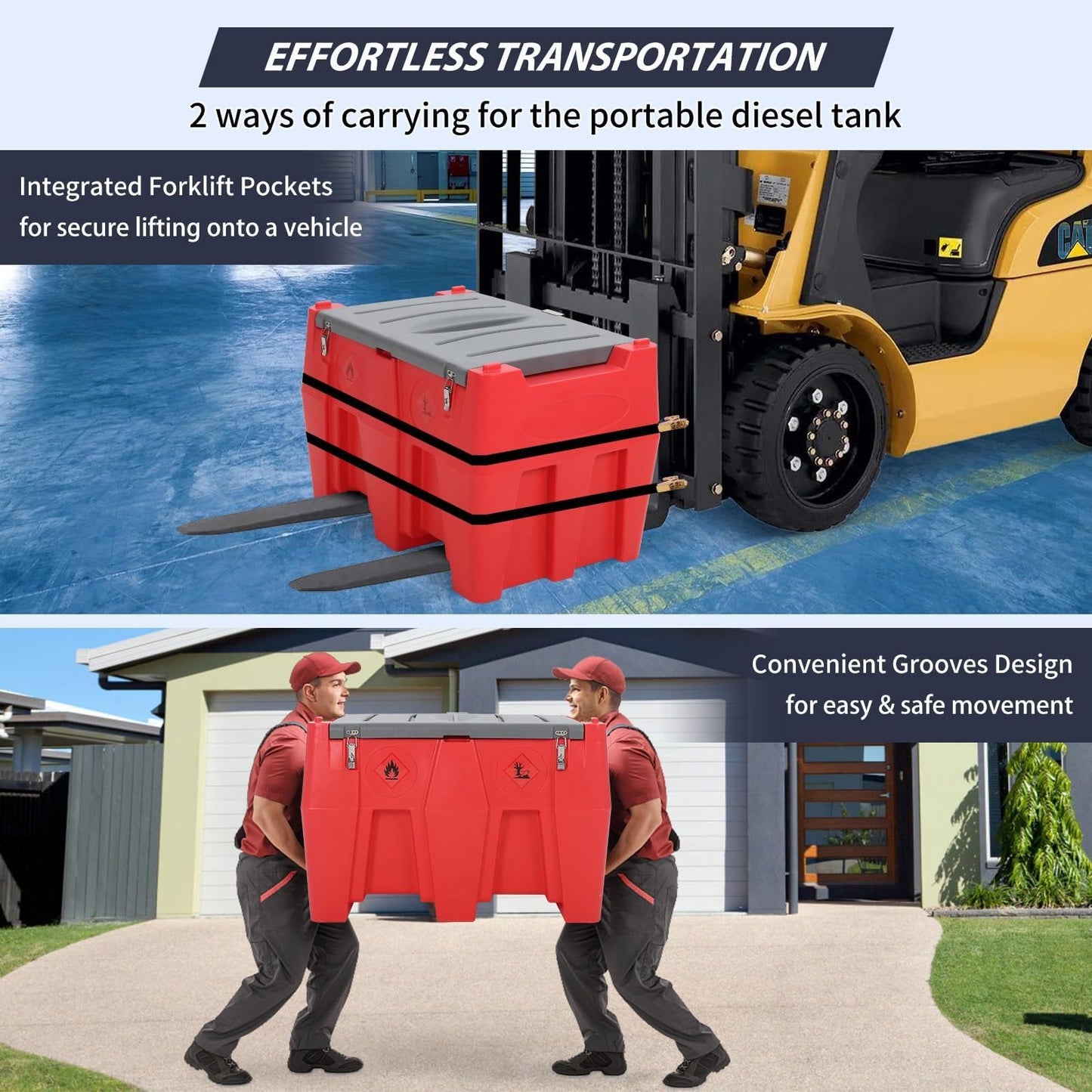 128 Gallon Portable Fuel Tank for Diesel and Gasoline, 12v 10 GPM Pump with Auto Shut-Off Nozzle, 13 Ft Hose and Swivel Connector, Heavy-Duty Transfer Tank for Truck, Tractor, Boat and Equipment