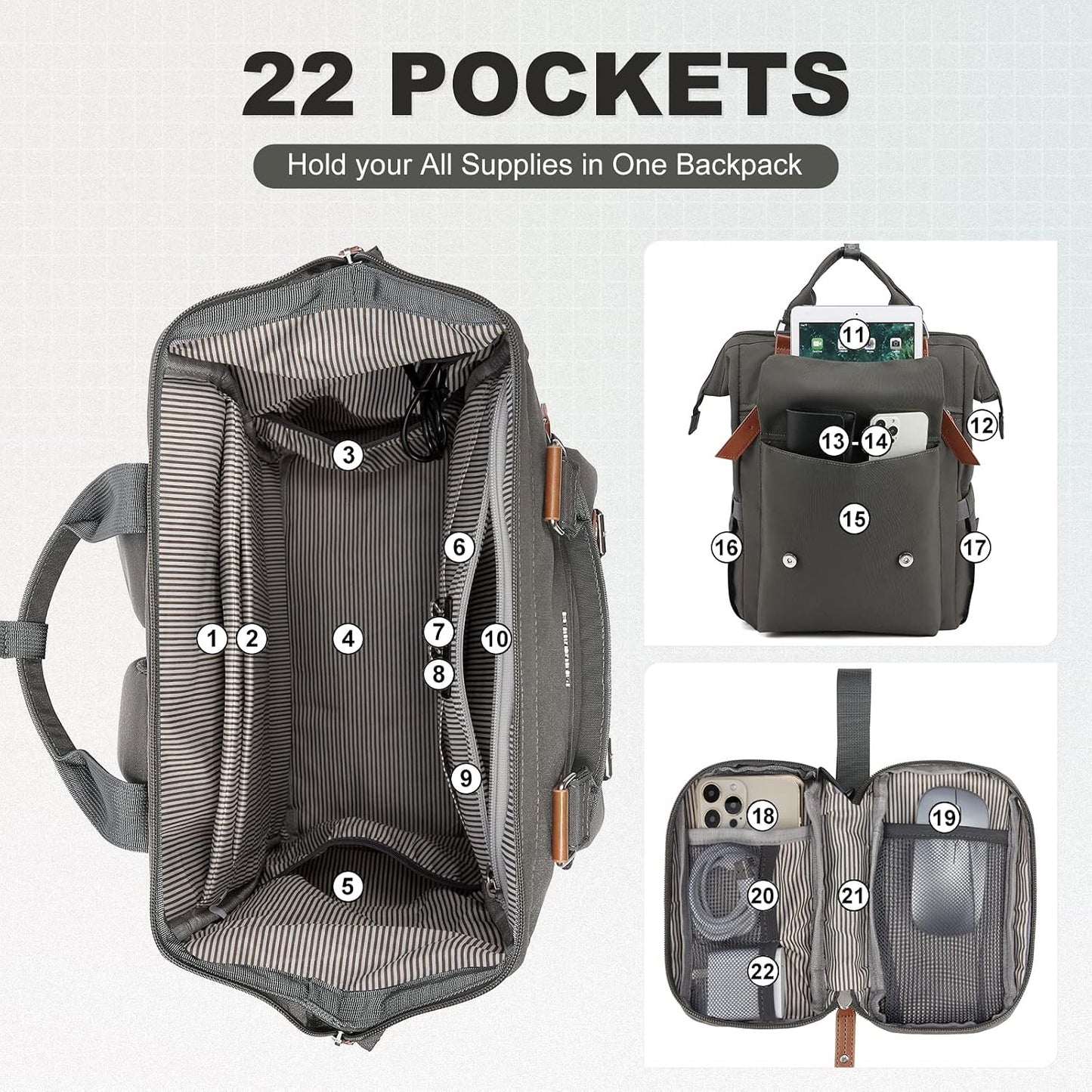 Backpack Commuter Backpack Backpack 17 Inch, LOVEVOOK Laptop for Women Work Travel Business Computer Bag Teacher Doctor