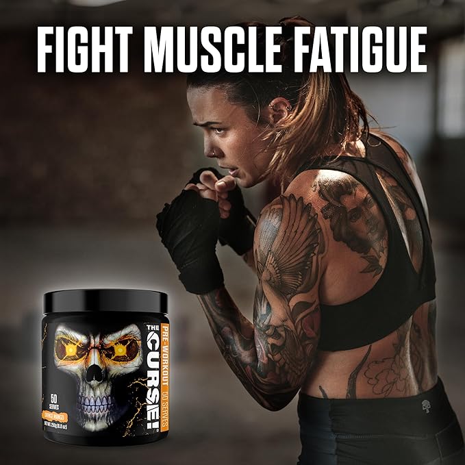 JNX SPORTS The Curse! Pre Workout Powder for Men & Women, Caffeine, Beta-Alanine, Creatine, L-Citrulline, 50 Servings, Orange Mango Flavor ??Boost Energy, Strength & Focus
