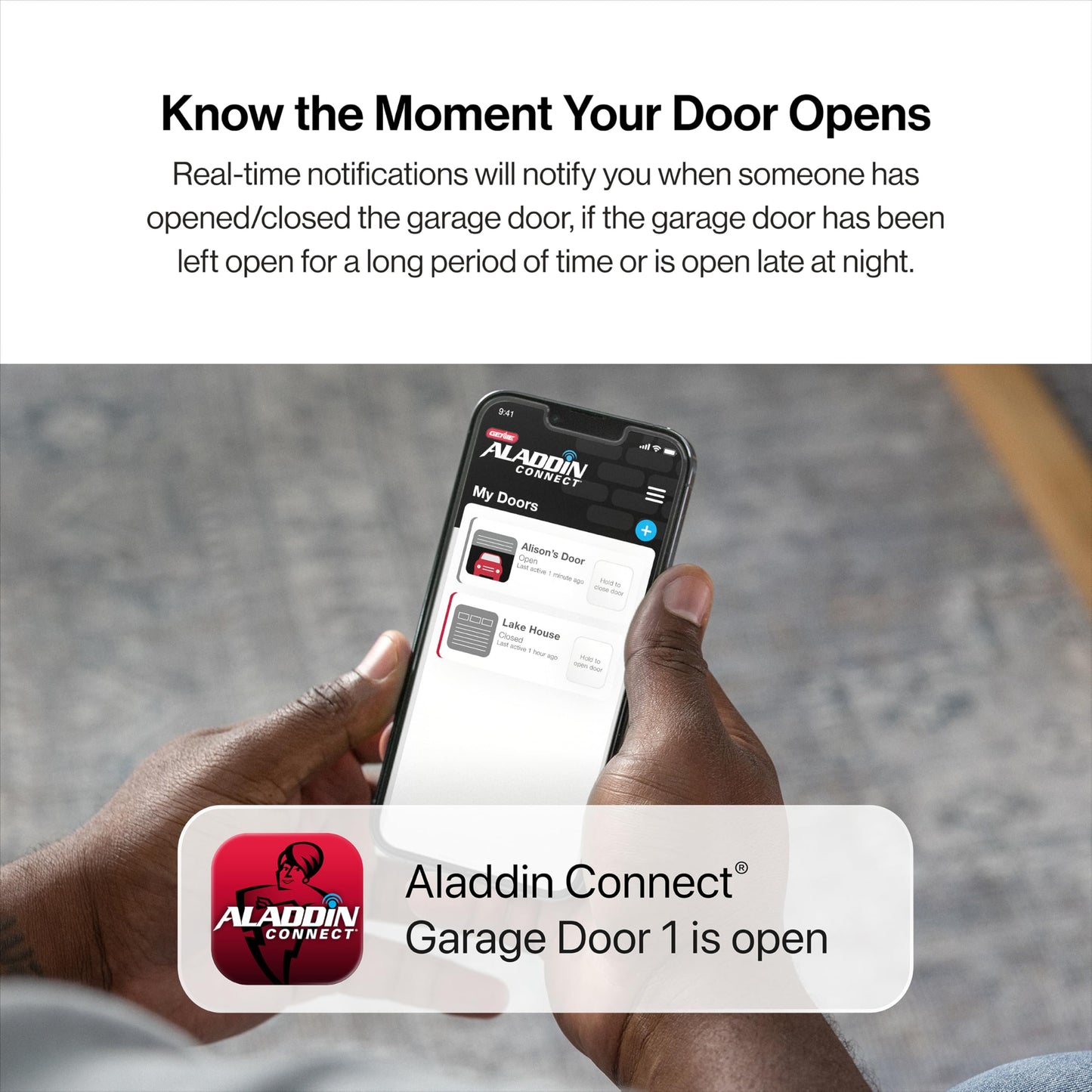 Genie Smart Garage Door Opener with WiFi - Chain Drive with LED Lighting - Works with Alexa, Google Assistant, SmartThings - Includes Remote, Sensors - Model Chain Glide Connect - Black