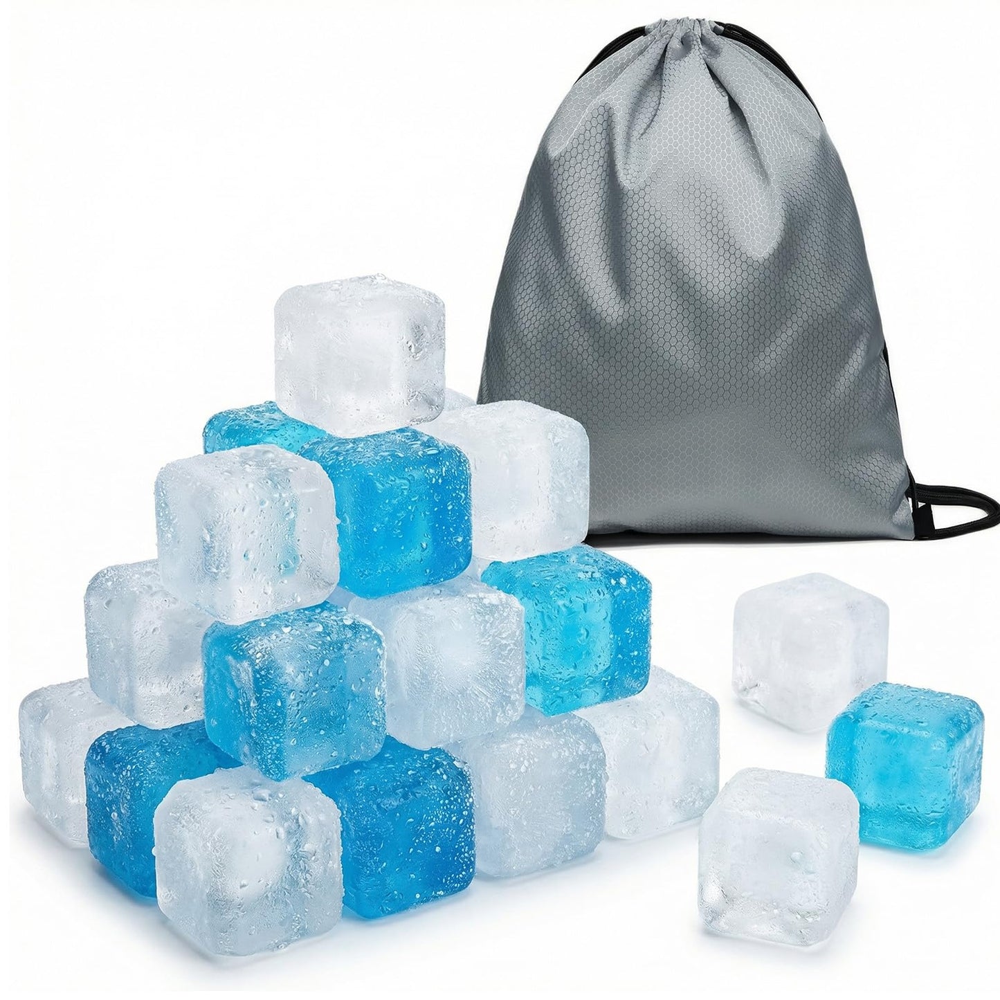 400 Pack Reusable Ice Cubes for Coolers Drinks, BPA-Free Plastic Cubed Ice Packs for Lunch Boxes, Non-Diluting Refreezable for Outdoor Ice Bath Whiskey Coffee Bars Party Camping