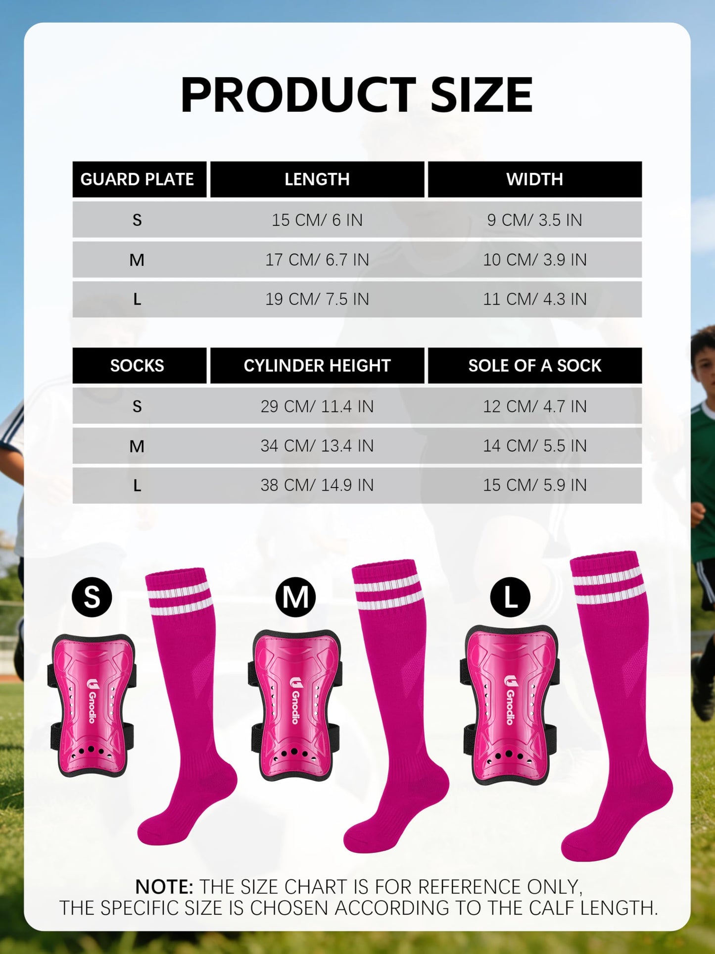 Gnodio Kids Soccer Shin Guards and Socks Youth Soccer Shin Pads Protective Defender Gear for 3-12 Years Old Toddler Children Teen Boys Girls Hot Pink S