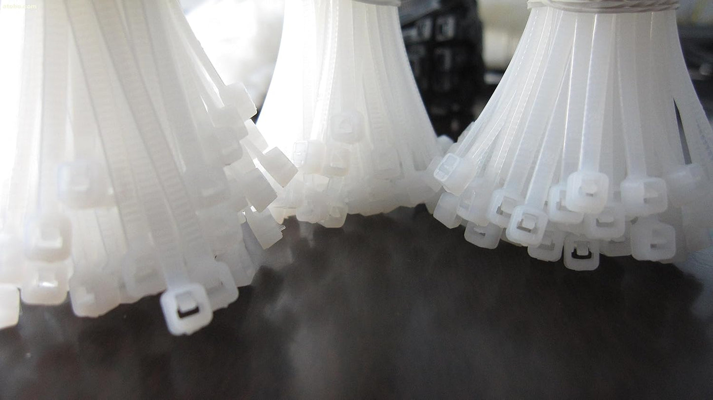 Star 8 inches 30 lb Ties,100 (2.5mm200mm Test Heavy Duty Nylon Cable PCS Zip Ties White)