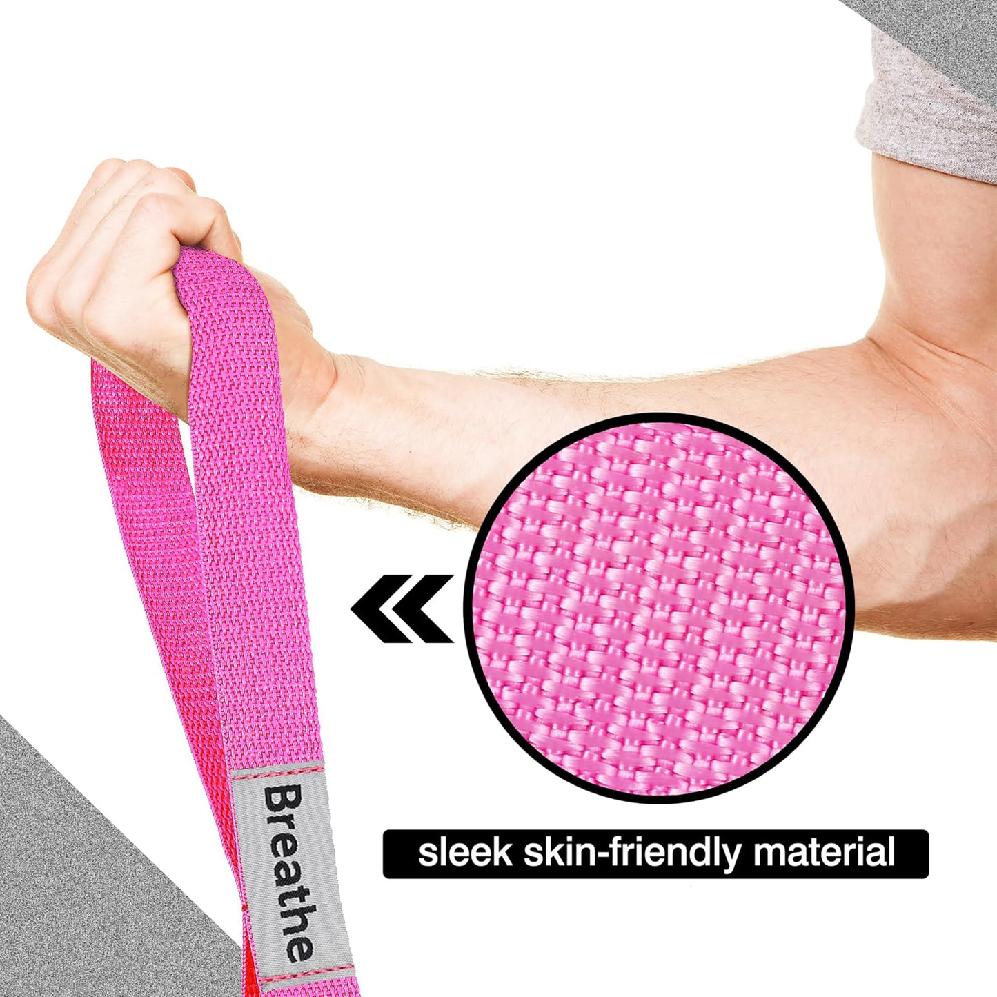 LXLOVESM Stretching Strap Yoga Strap with 10 Loops, Non-Elastic Stretch Band for Physical Therapy, Flexibility, Exercise, Pilates, Dance & Gymnastics Workout (Pink)