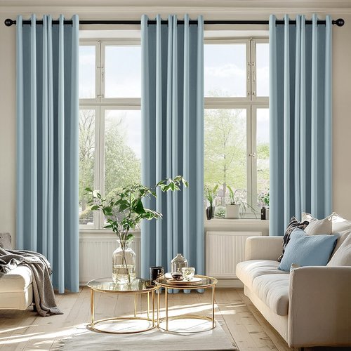 MIULEE Slate Blue Blackout Curtains - Thermal Insulated Room Darkening Drapes | 84 Inches Long, 2 Panels
