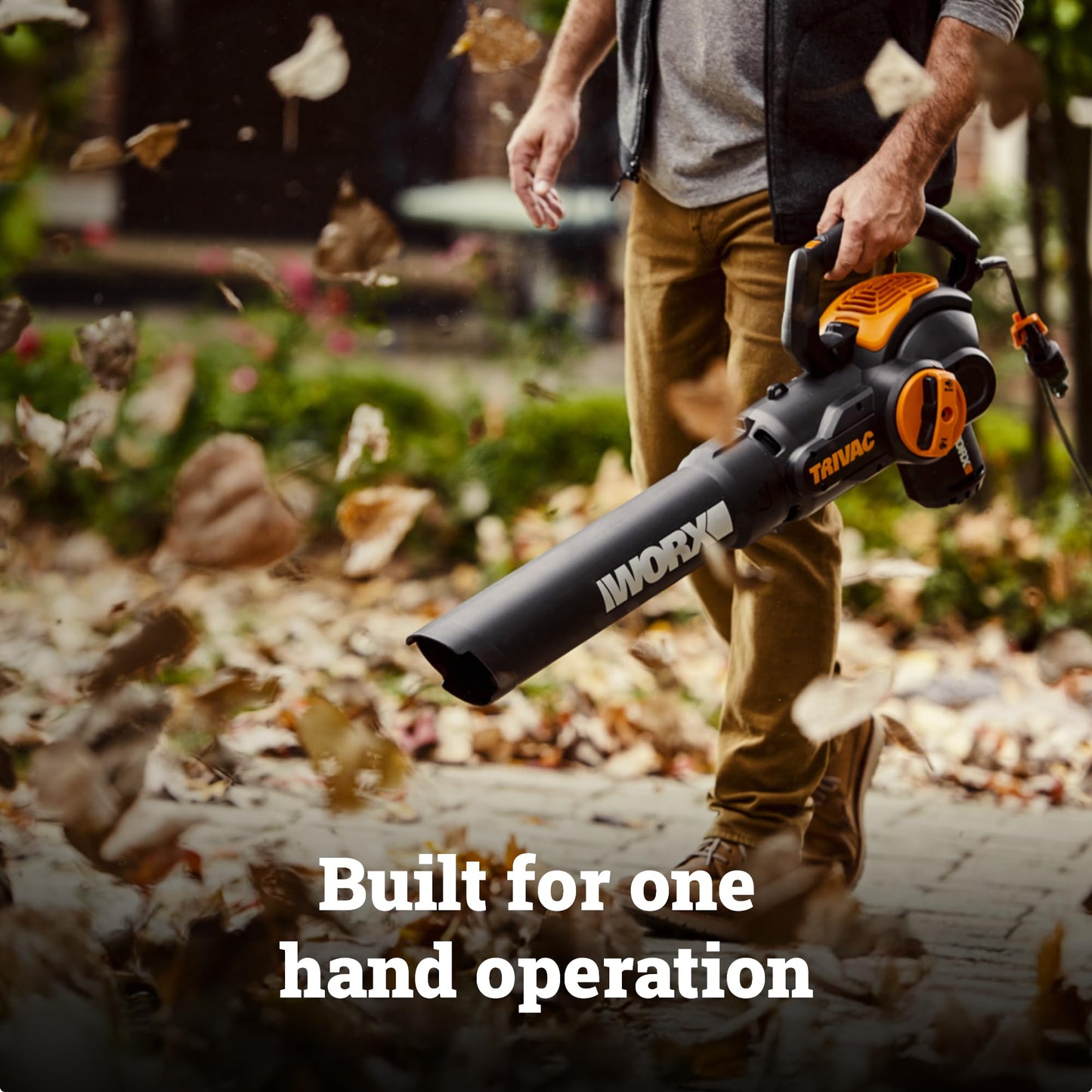 WORX Trivac 3 in 1 Electric Leaf Blower for Lawn Care, Leaf Vacuum with 600 CFM, Leaf Mulcher with Metal Impeller, WG512